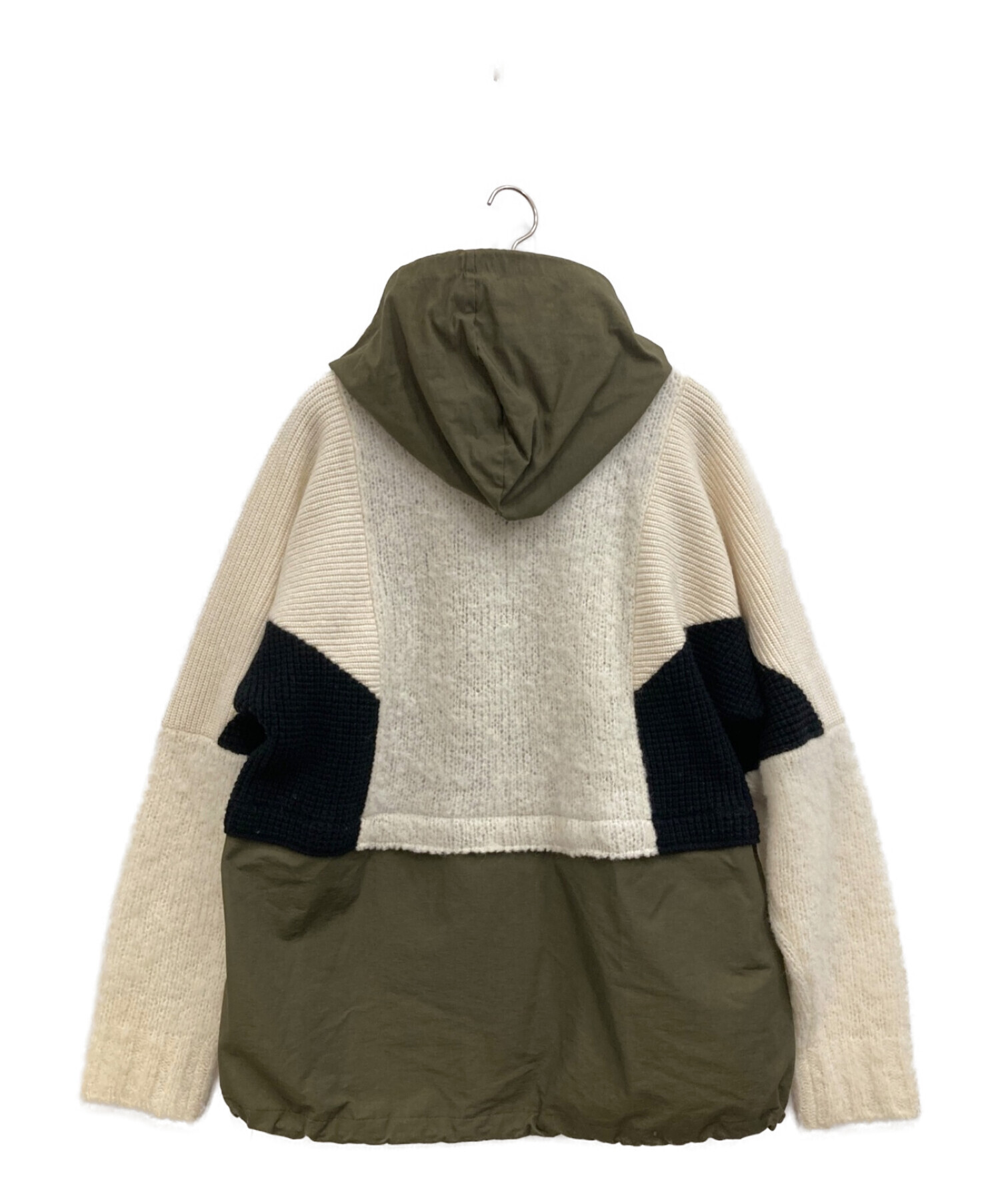 中古・古着通販】sacai (サカイ) Wool Knit Hoodie カーキ×アイボリー×ブラック サイズ:２｜ブランド・古着通販  トレファク公式【TREFAC FASHION】スマホサイト