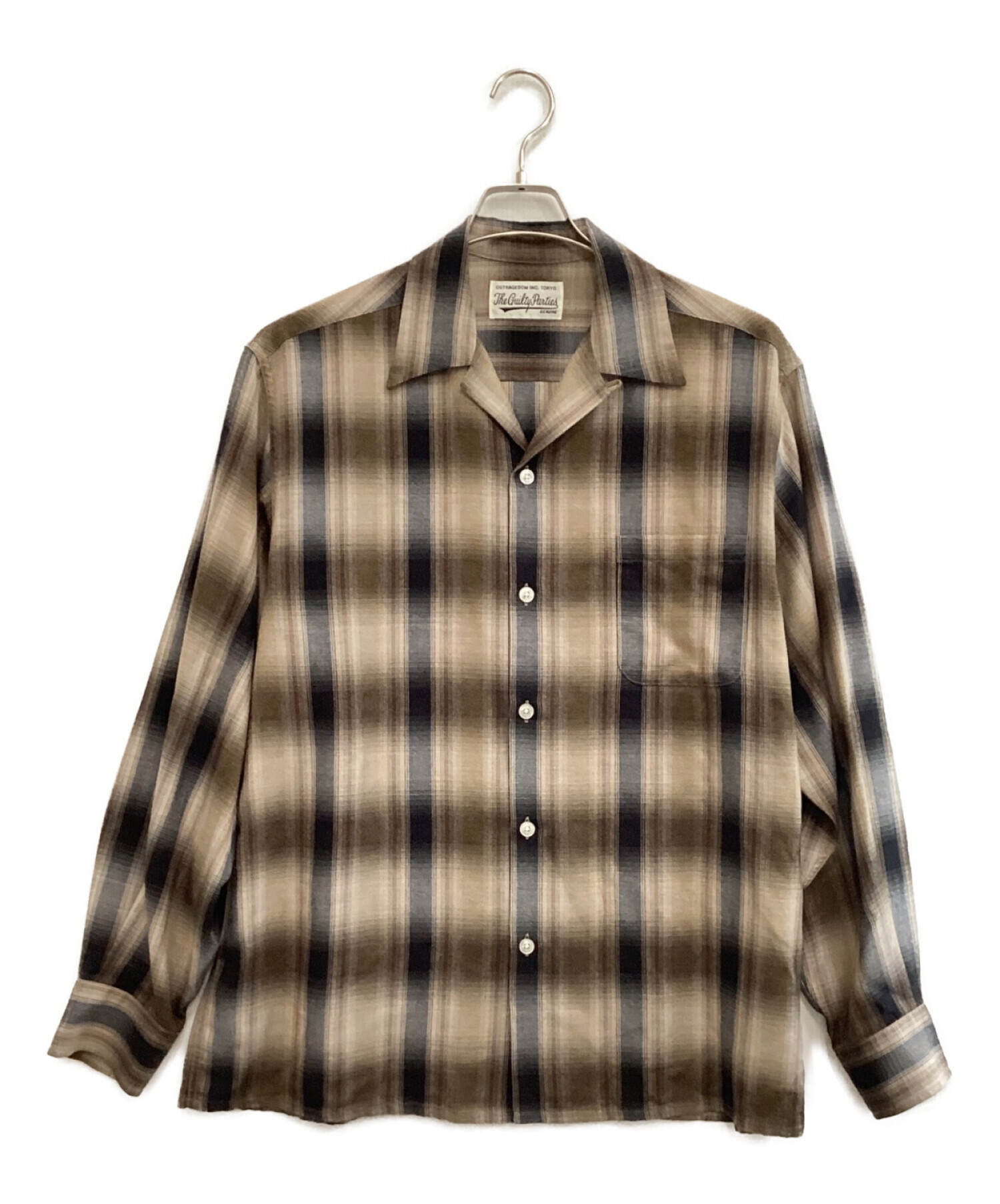 WACKO MARIA (ワコマリア) オンブレチェックオープンカラーシャツ ブラウン サイズ:L