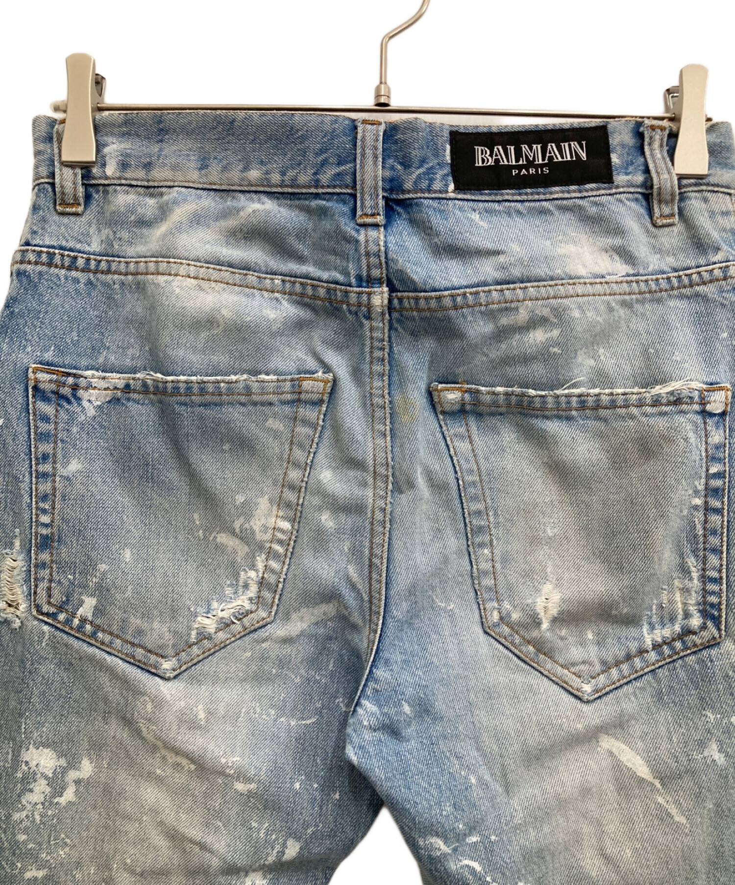 BALMAIN (バルマン) ダメージデニムパンツ インディゴ サイズ:28