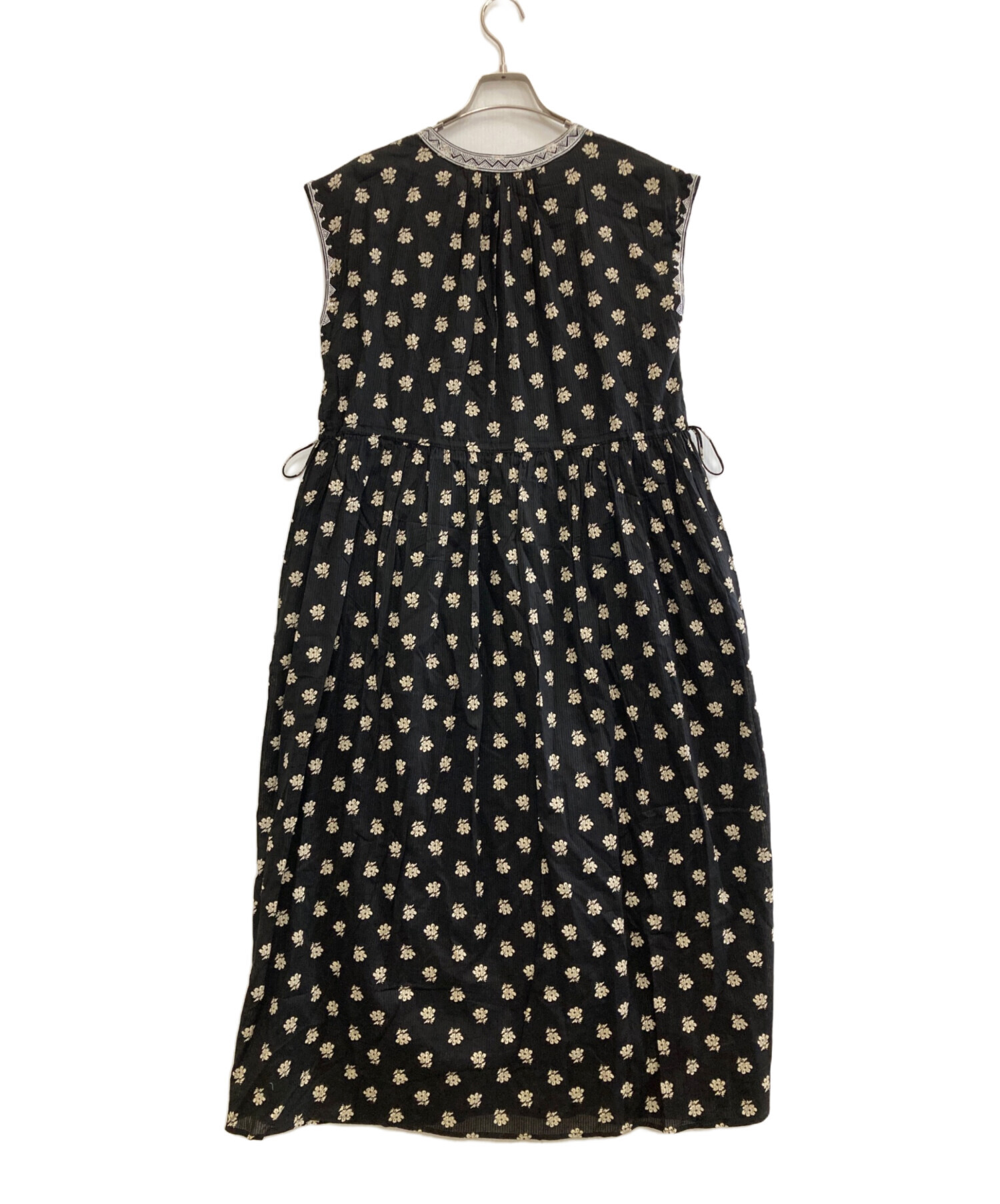 ne quittez pas (ヌキテパ) Dobby Stripe Flower Print Sleeveless Dress ブラック サイズ:M  未使用品