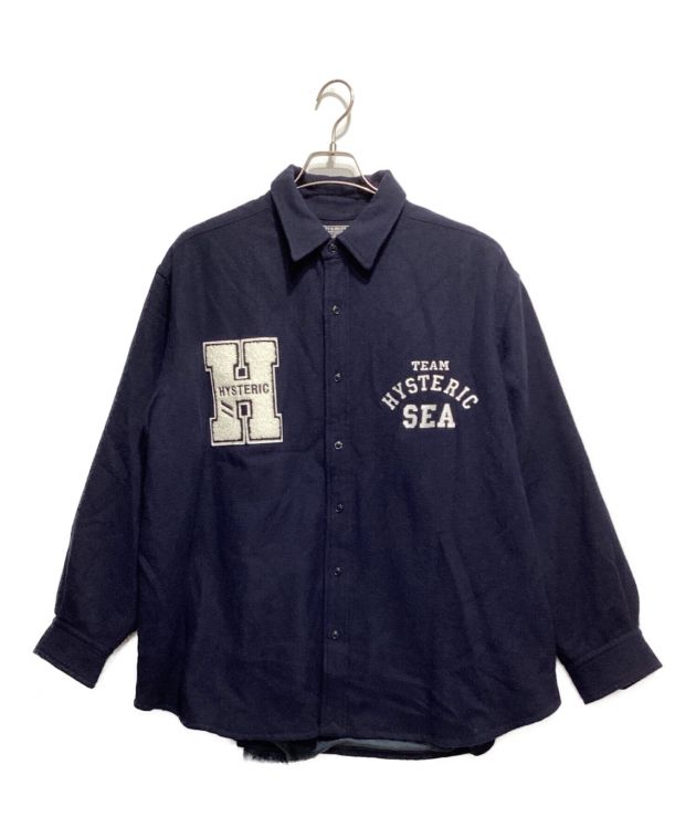 中古・古着通販】WIND AND SEA (ウィンダンシー) Hysteric Glamour (ヒステリックグラマー) ウールシャツ ネイビー  サイズ:L｜ブランド・古着通販 トレファク公式【TREFAC FASHION】スマホサイト