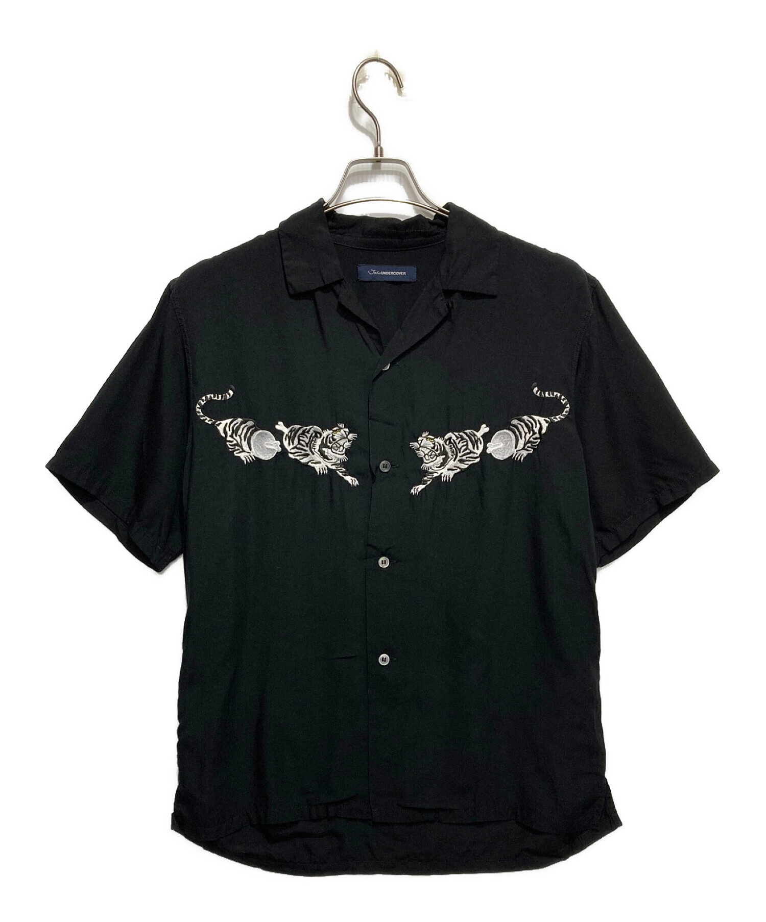 JohnUNDERCOVER (ジョンアンダーカバー) タイガー刺繍オープンカラーシャツ ブラック サイズ:2
