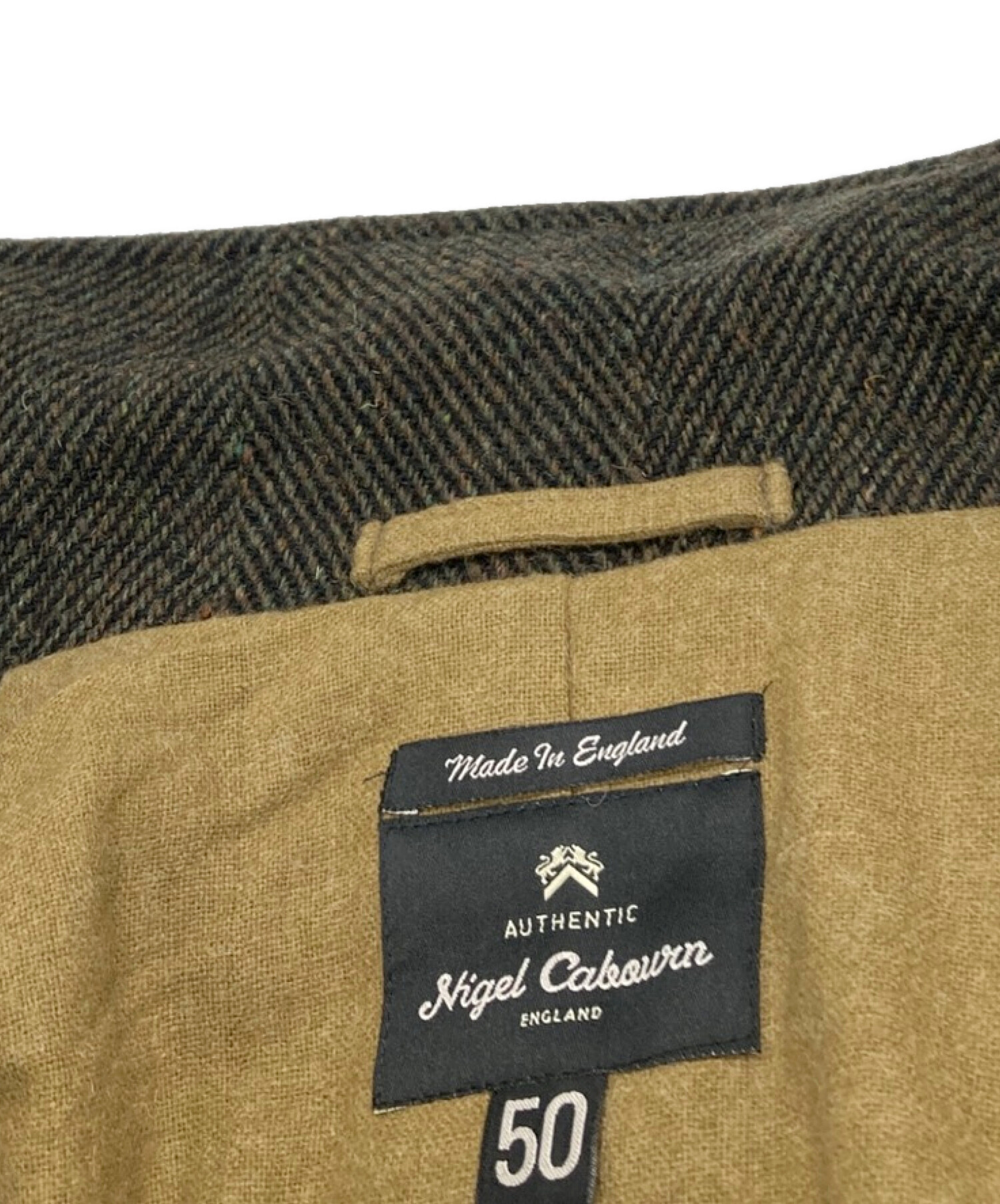 NIGEL CABOURN (ナイジェルケーボン) Harris Tweed (ハリスツイード) ツイードダブルコート オリーブ サイズ:50 未使用品