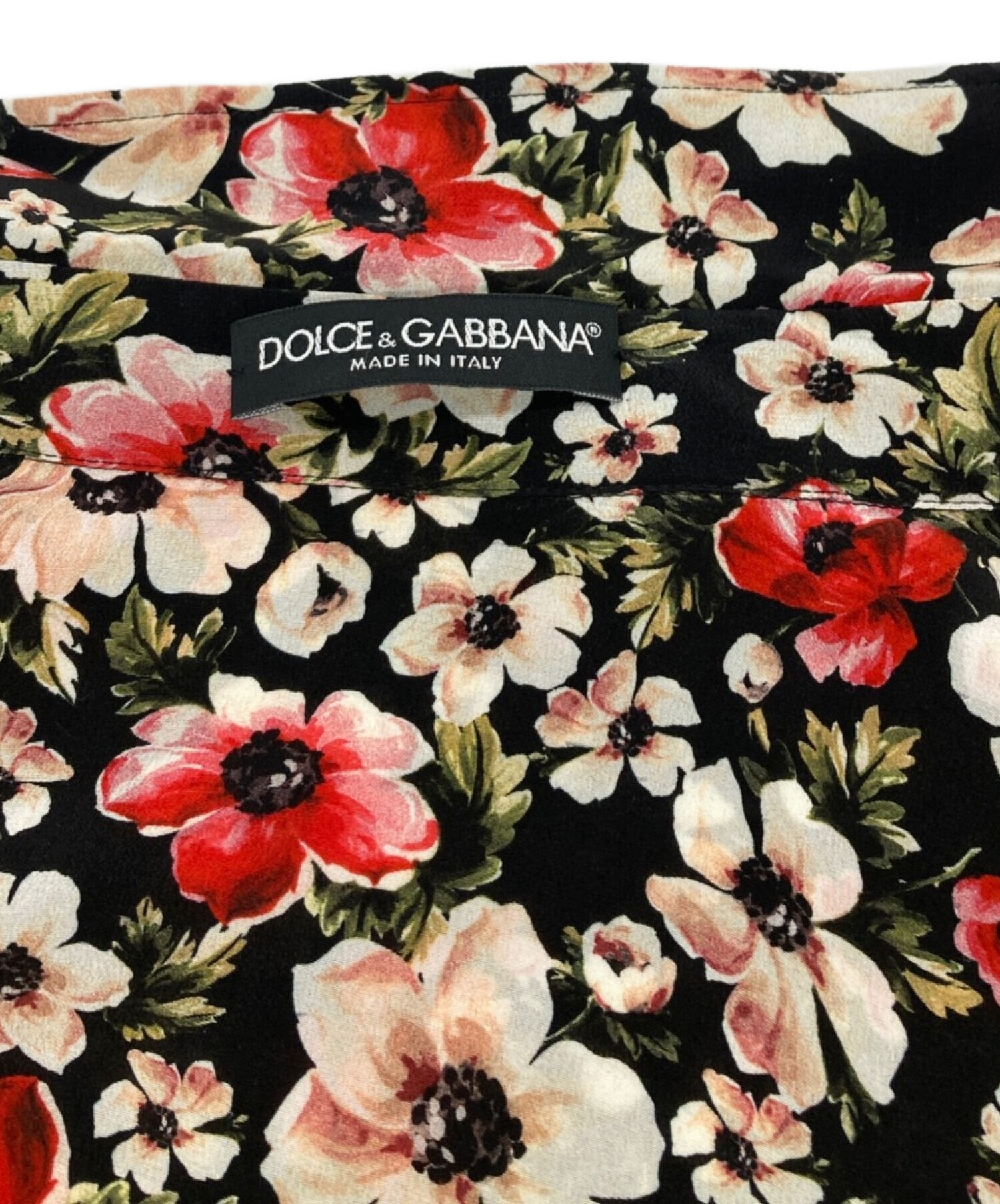DOLCE & GABBANA (ドルチェ＆ガッバーナ) 花柄シルクシャツ ブラック サイズ:38