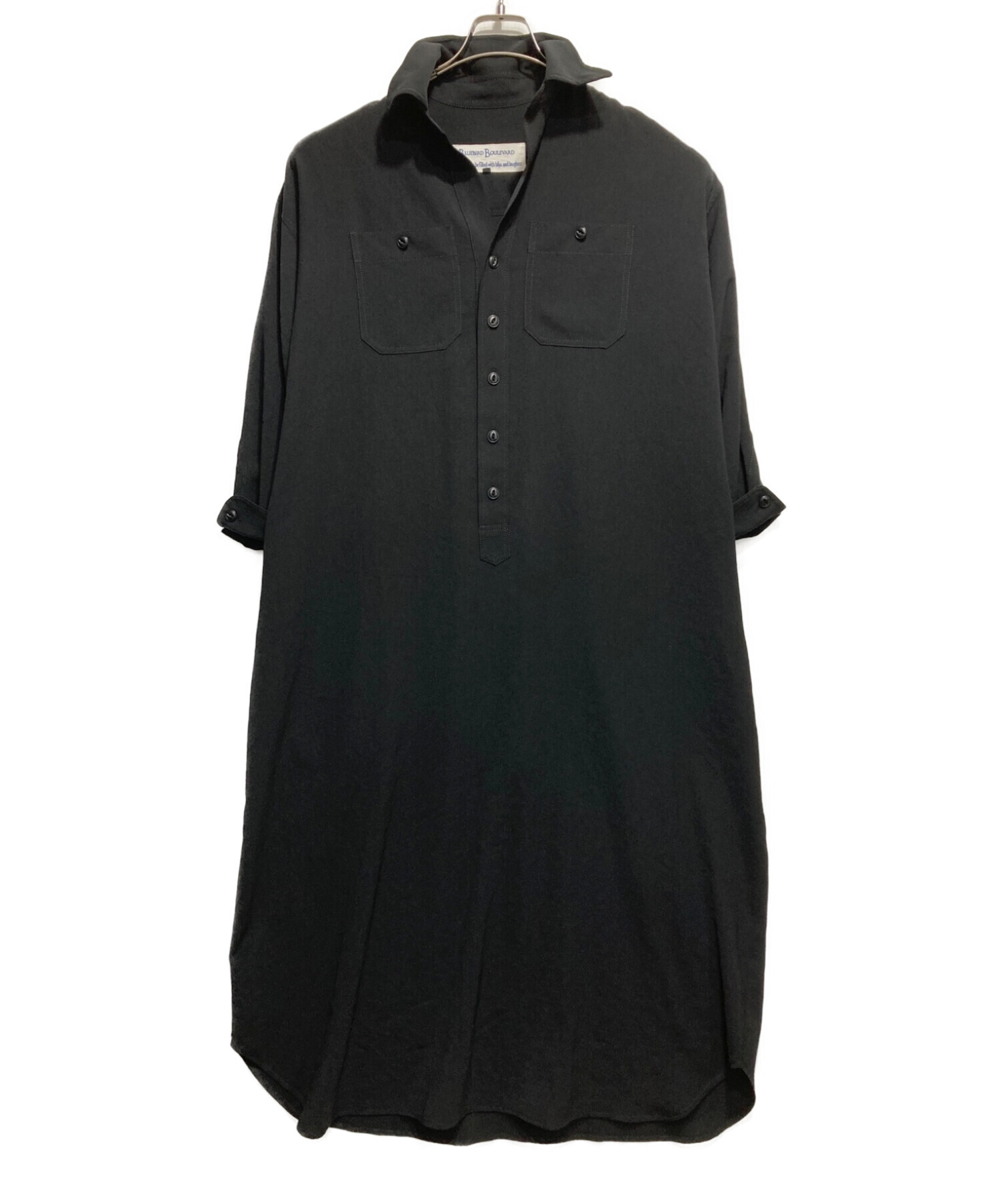 BLUEBIRD BOULEVARD (ブルーバードブルバード) ソフトツイルシャツドレス ワンピース ブラック サイズ:M