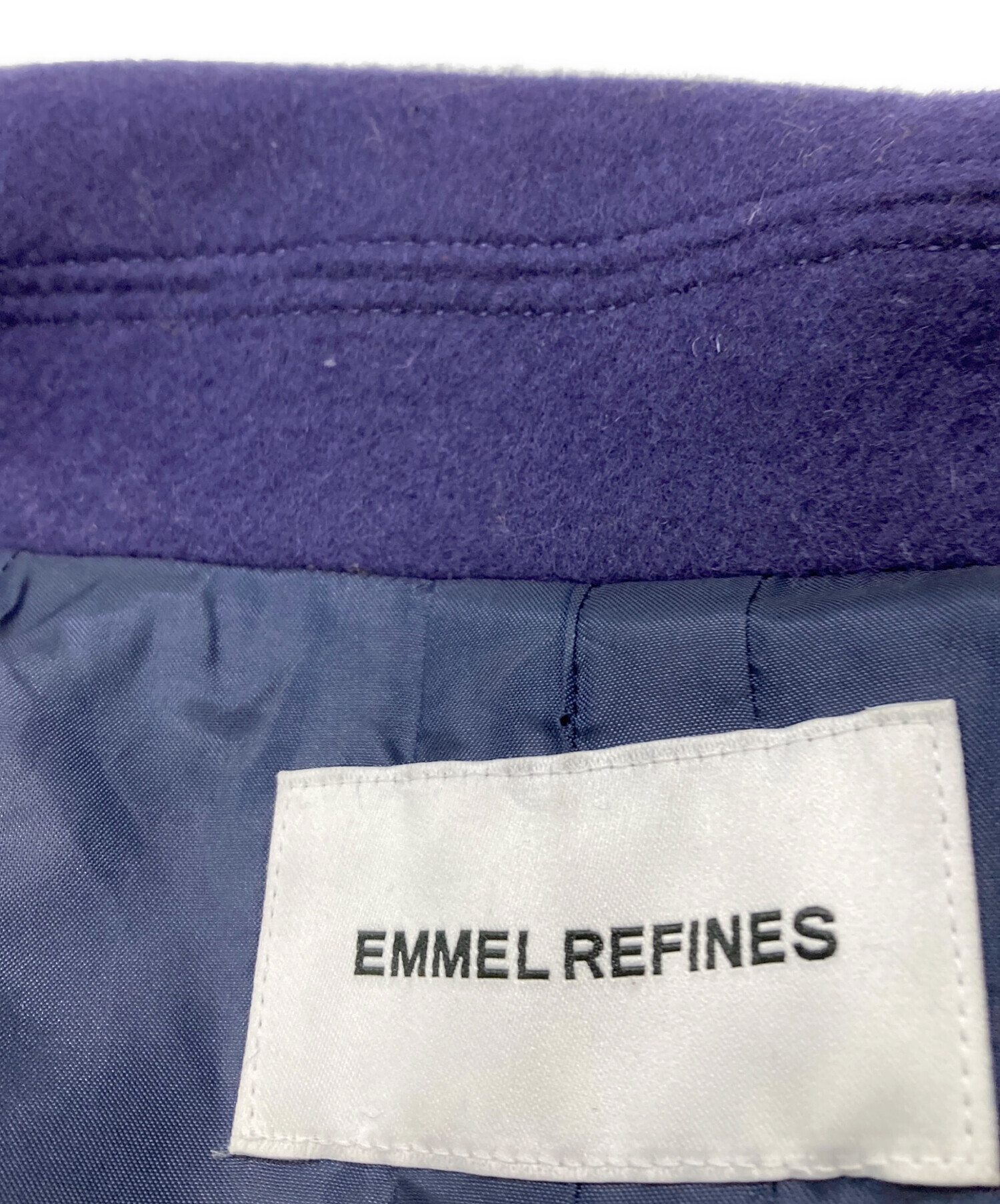 EMMEL REFINES (エメル リファインズ) EM ベルテッド フレアロングコート ネイビー サイズ:S