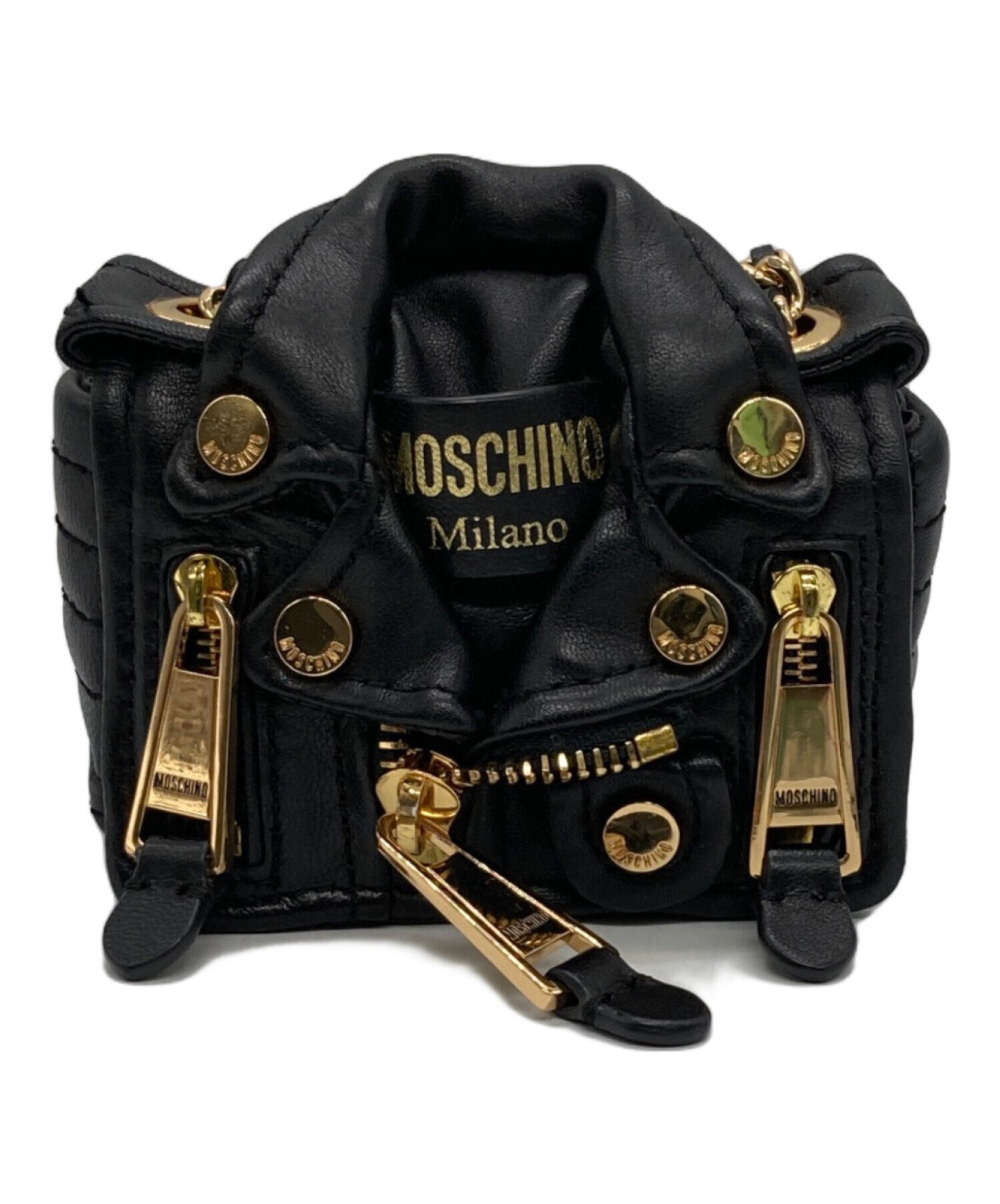 MOSCHINO (モスキーノ) H&M (エイチアンドエム) ライダースミニバッグ ブラック