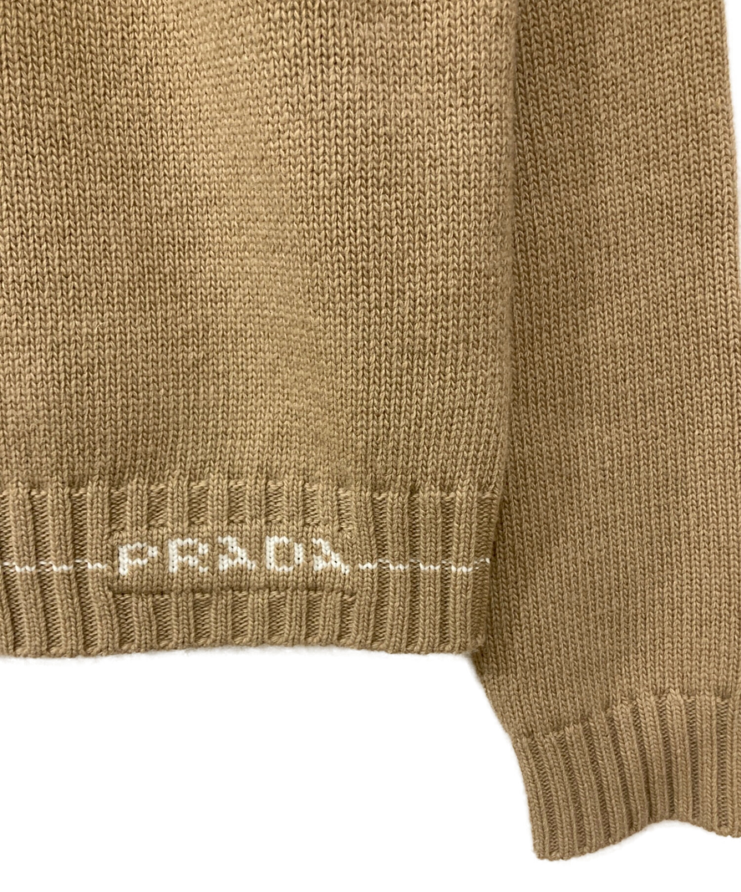 中古・古着通販】PRADA (プラダ) 2021AW 裾ロゴニット ベージュ サイズ