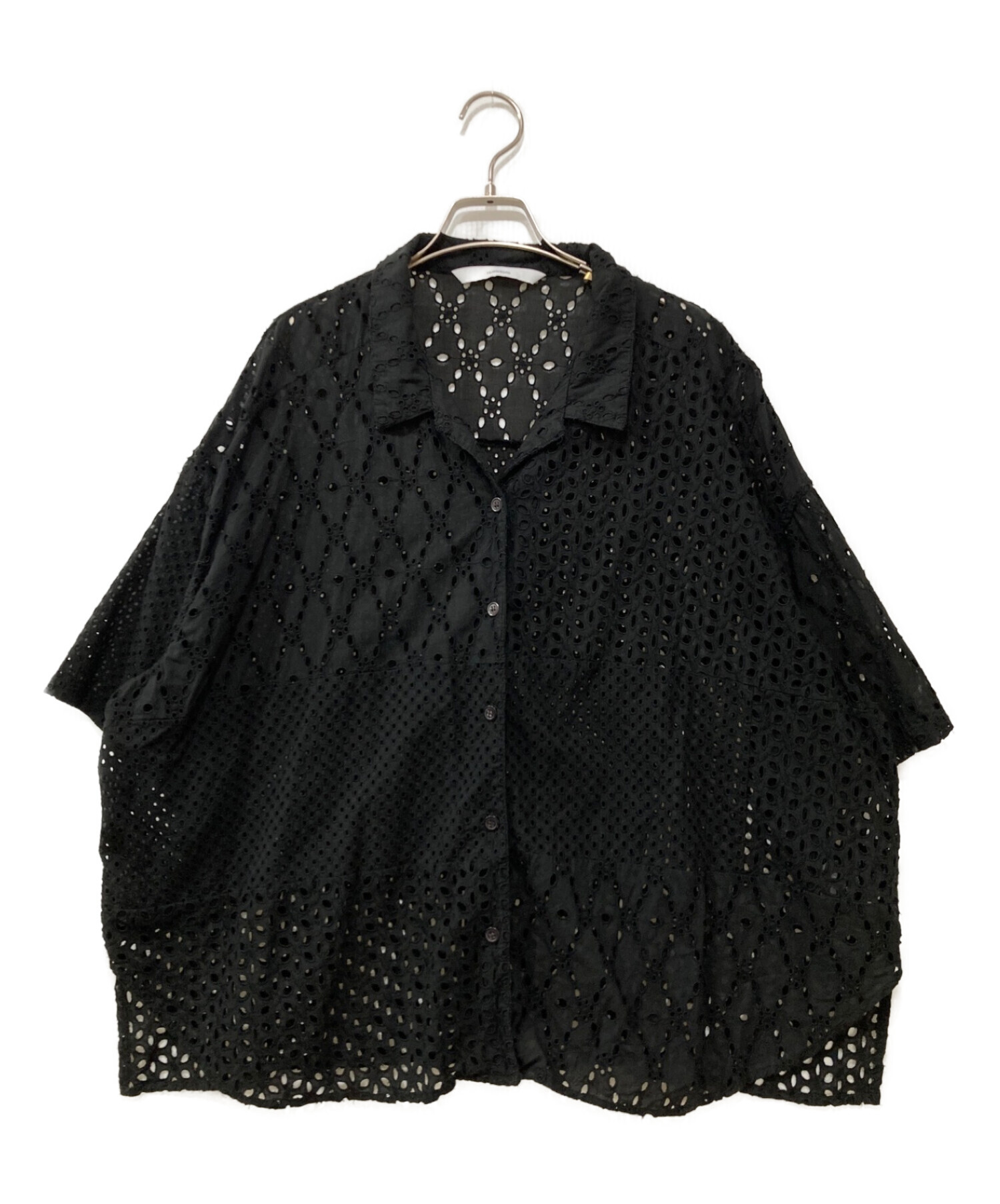 FRAMeWORK (フレームワーク) カットワーク刺繍半袖シャツ ブラック サイズ:-