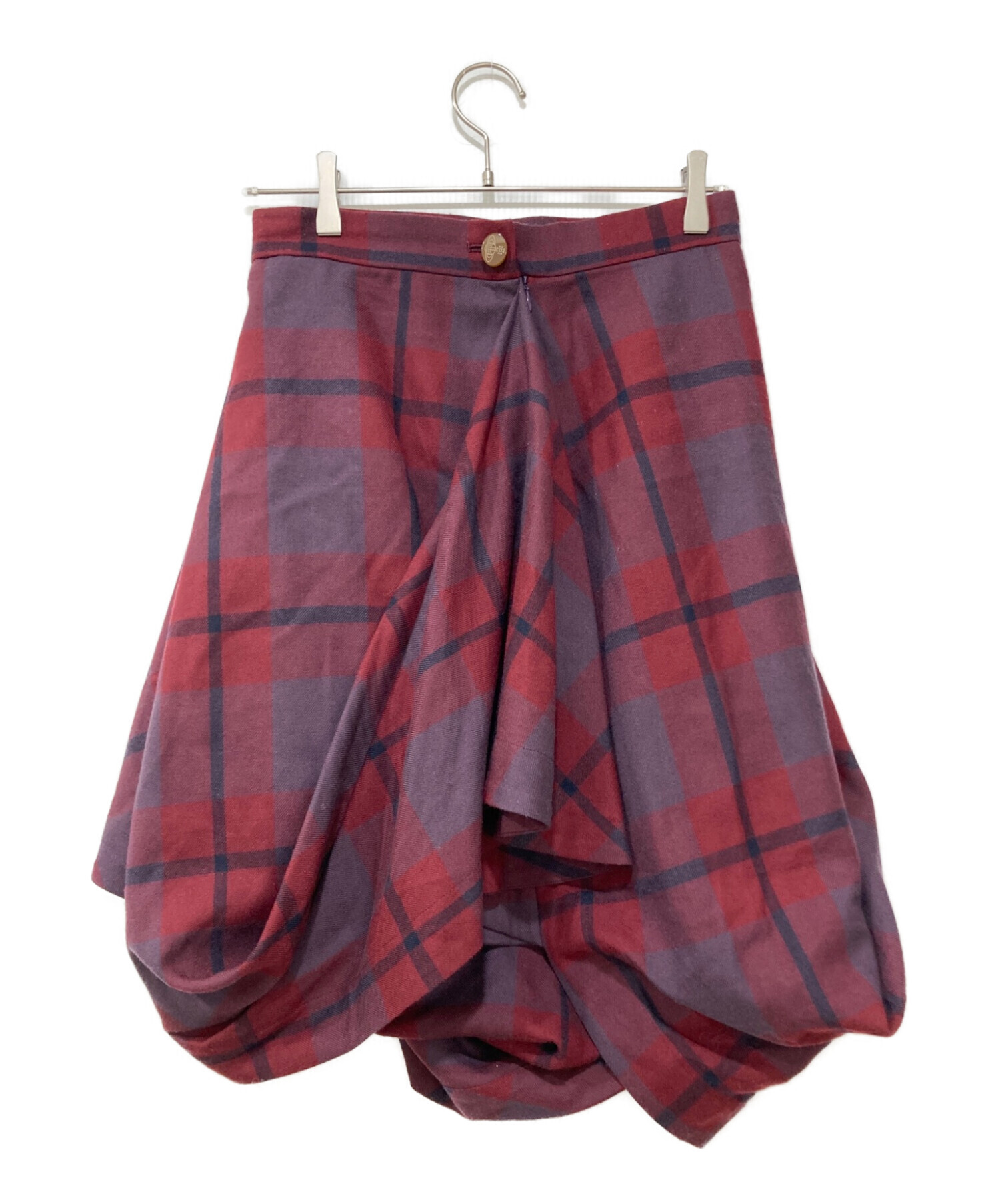 ✩ Vivienne Westwoodスカート 赤チェック×変形柄デザインチェック