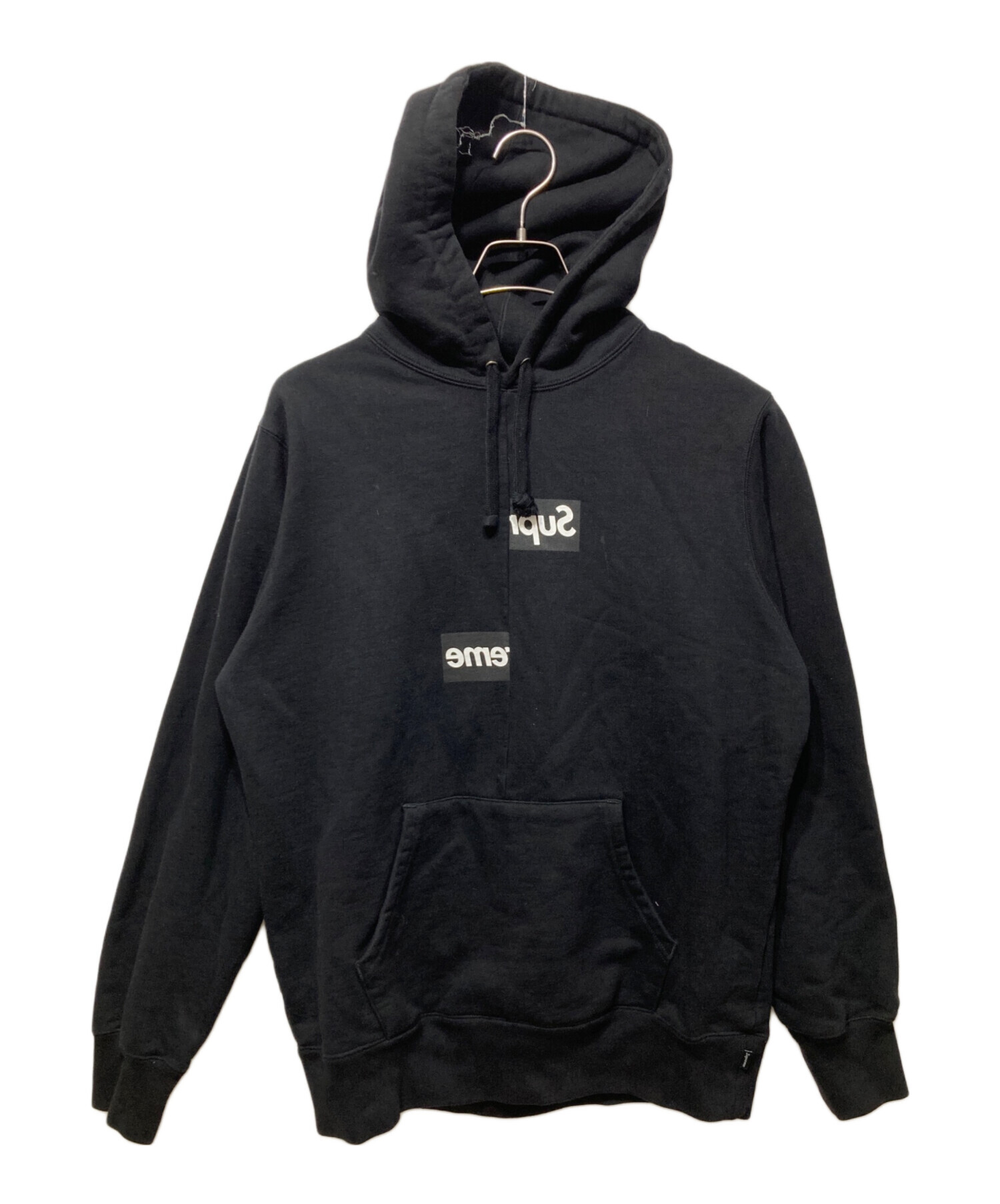 SUPREME (シュプリーム) COMME des GARCONS SHIRT (コムデギャルソンシャツ) Split Box Logo  Hooded Sweatshirts ブラック サイズ:Ⅿ