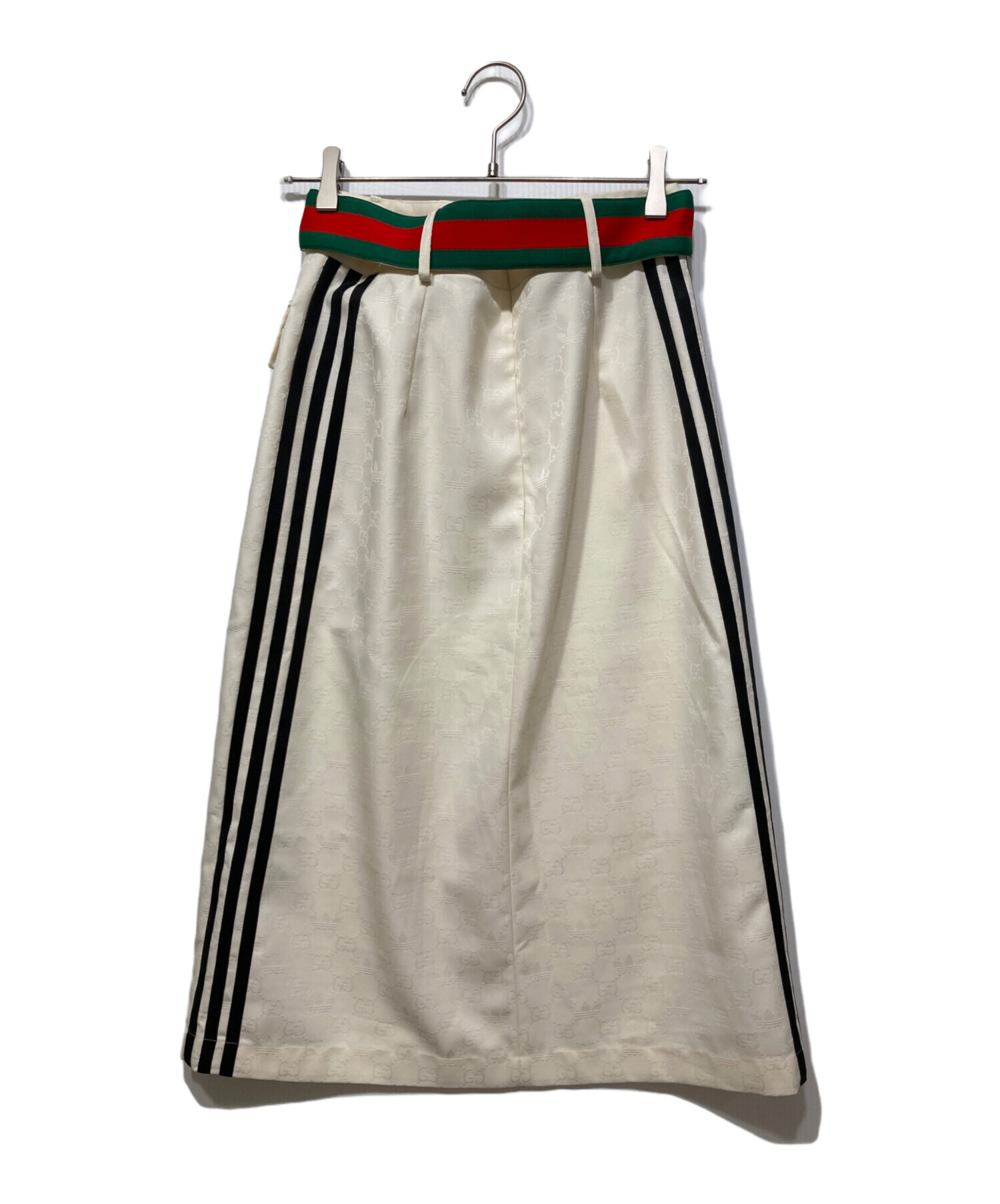 GUCCI (グッチ) adidas (アディダス) GGジャガードスカート ホワイト サイズ:40