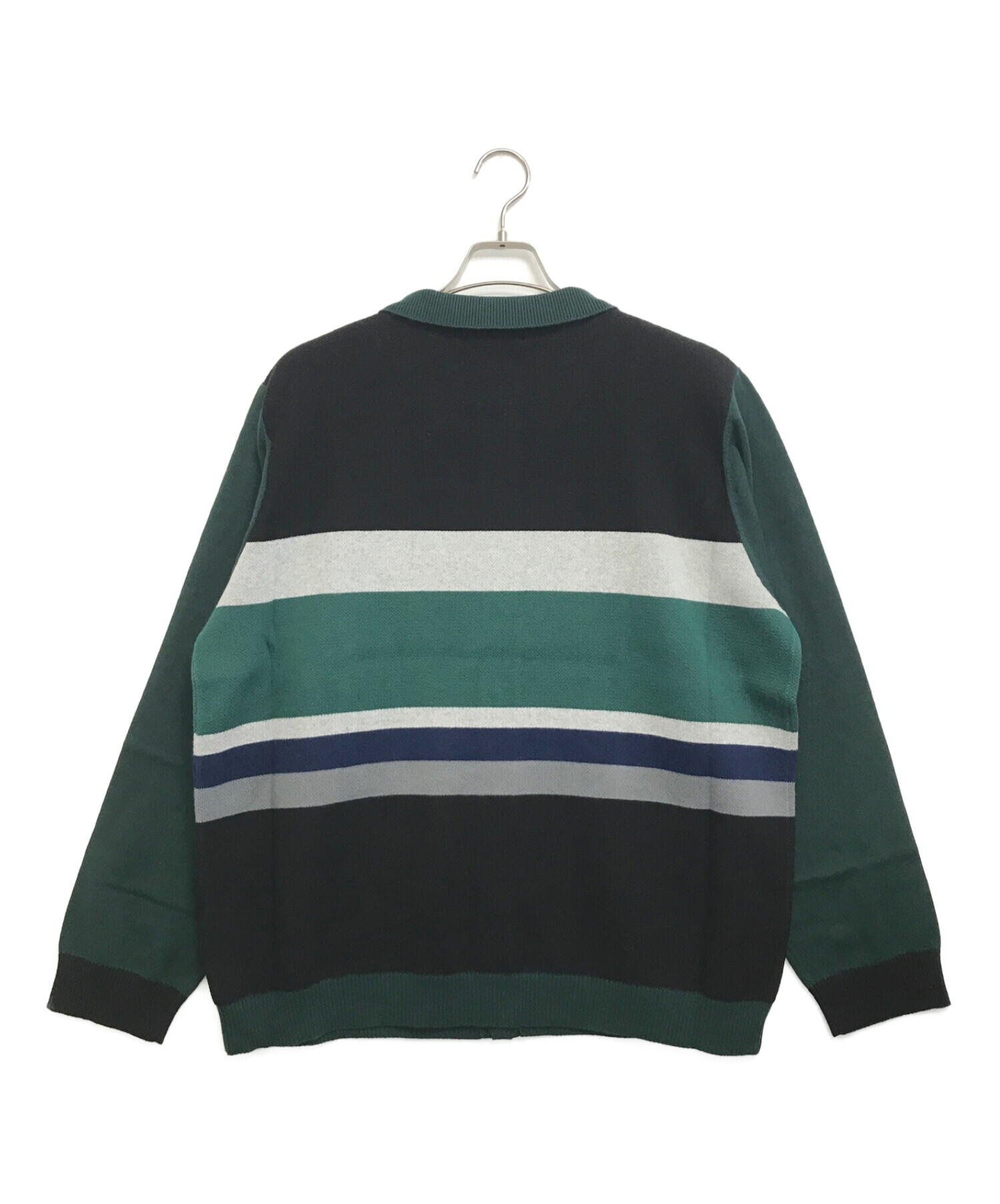 TTT MSW (ティーモダンストリートウェア) Border Knit Cardigan ブラック×グリーン サイズ:L