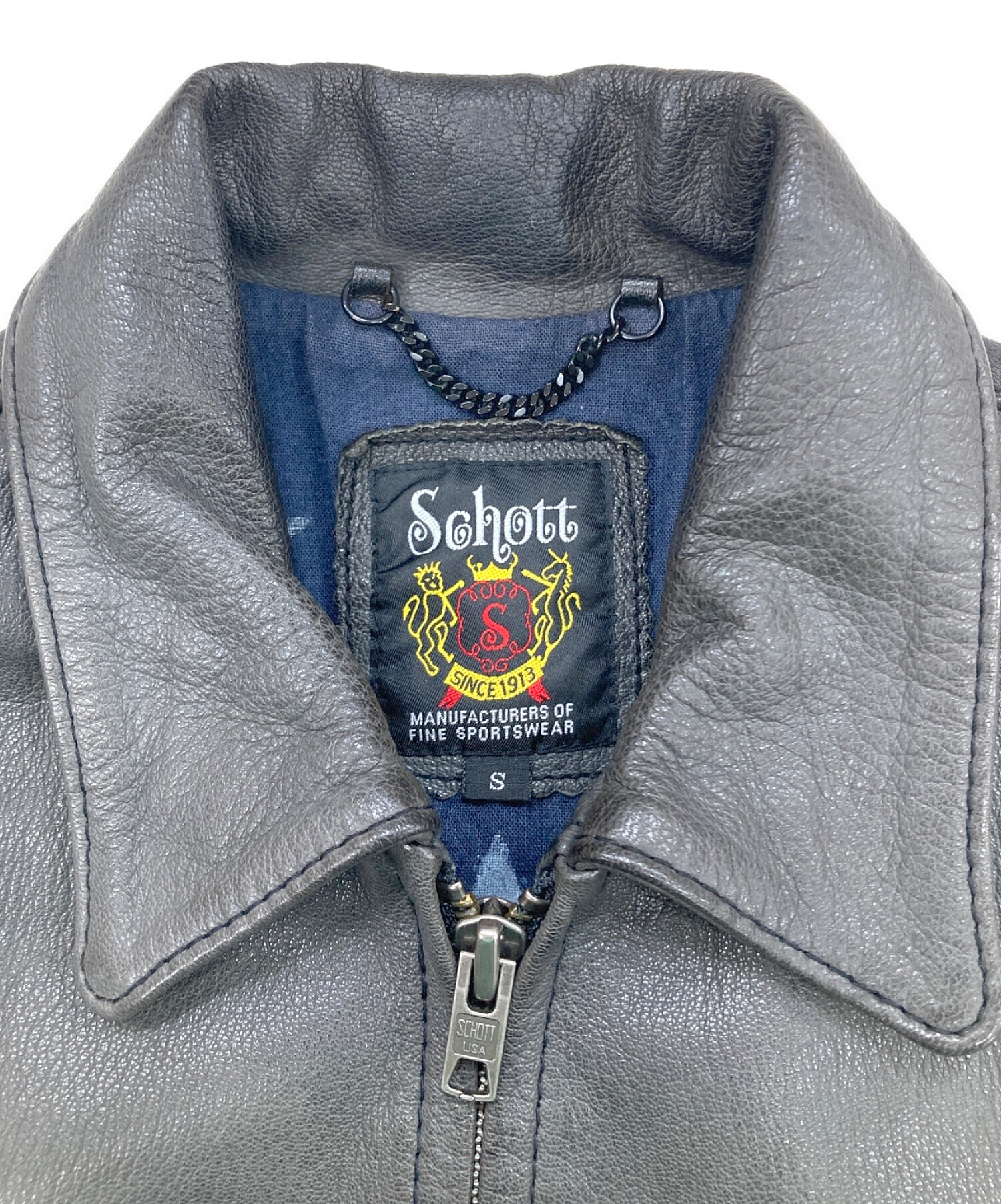 Schott (ショット) シングルライダースジャケット グレー サイズ:S