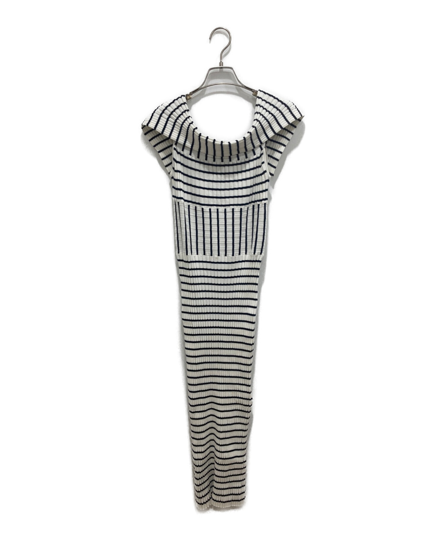 Her lip to (ハーリップトゥ) Stripe Ribbed Knit Midi Dress ホワイト サイズ:S