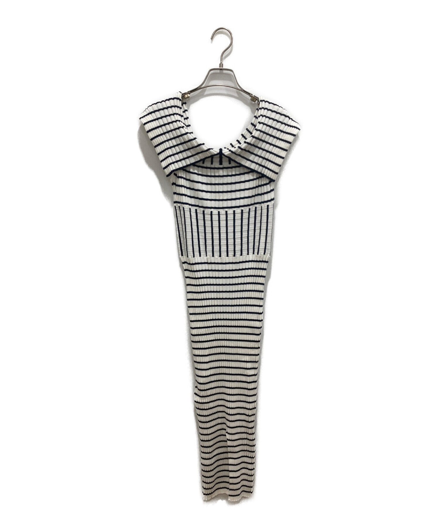 Her lip to (ハーリップトゥ) Stripe Ribbed Knit Midi Dress ホワイト サイズ:S