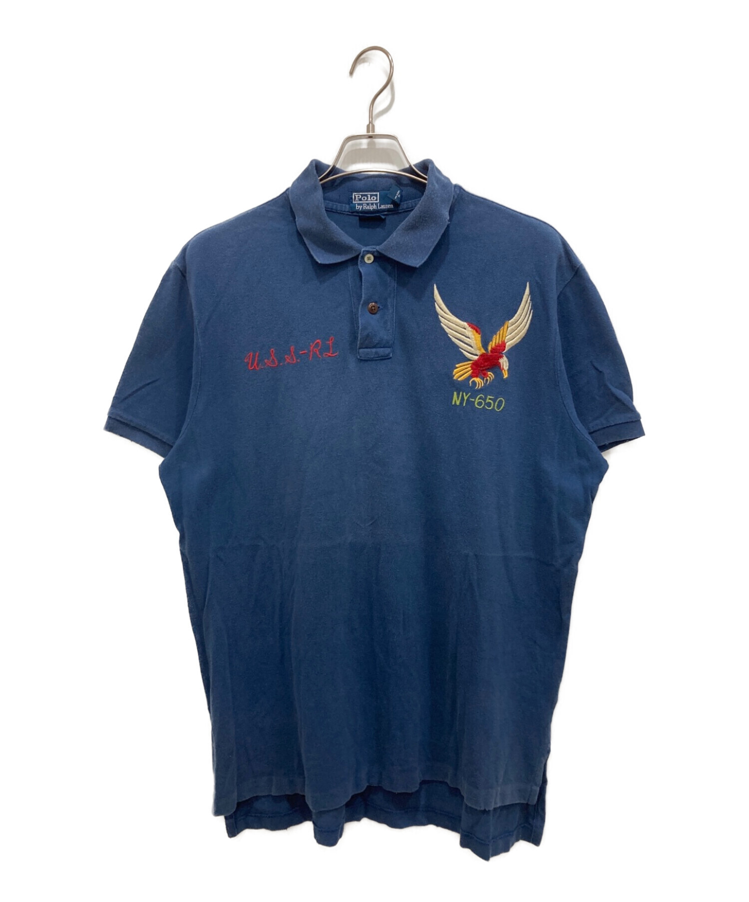 POLO RALPH LAUREN (ポロ・ラルフローレン) スカ刺繍ポロシャツ インディゴ サイズ:XL