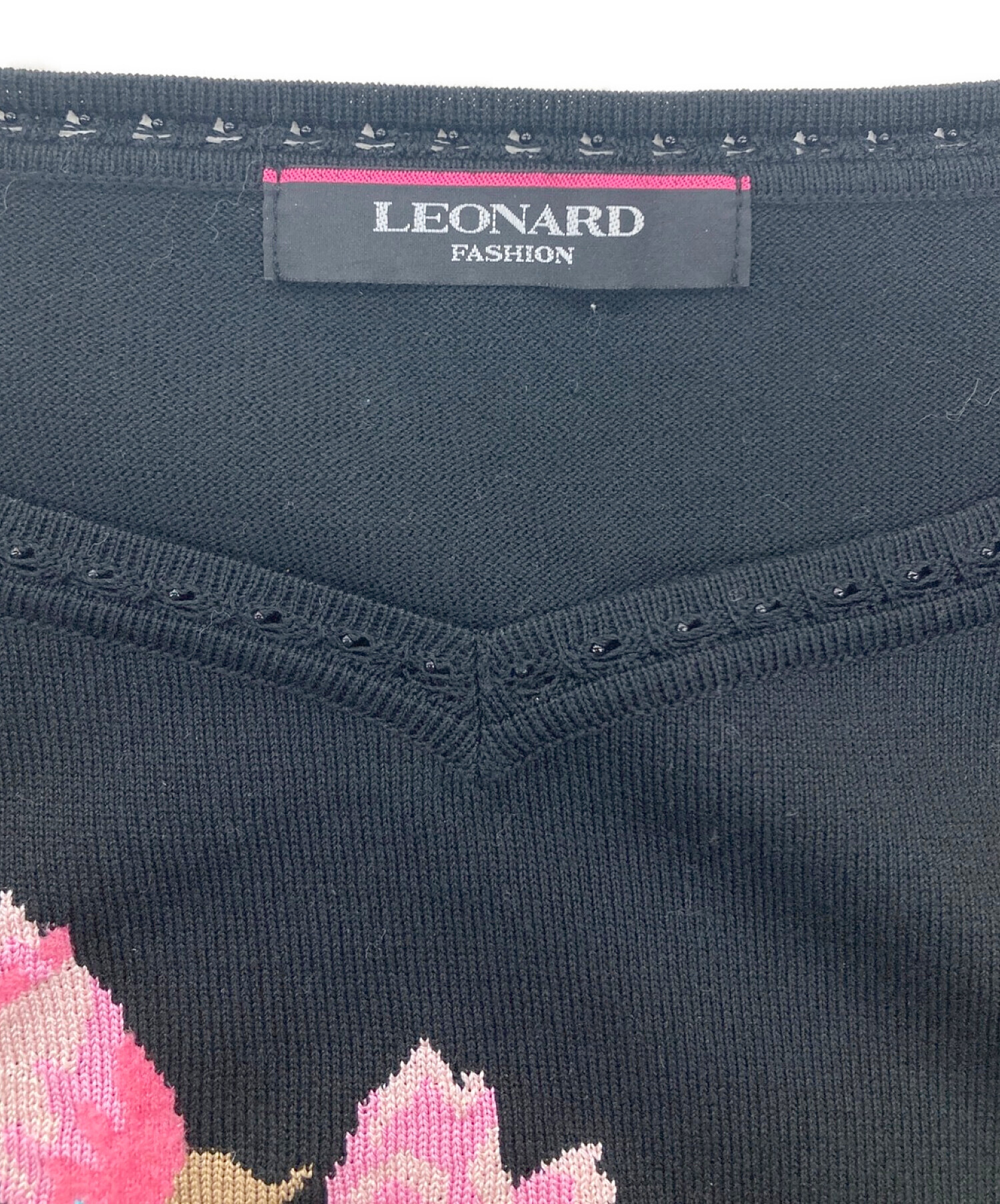 中古・古着通販】LEONARD (レオナール) 総柄ニット ブラック サイズ:M