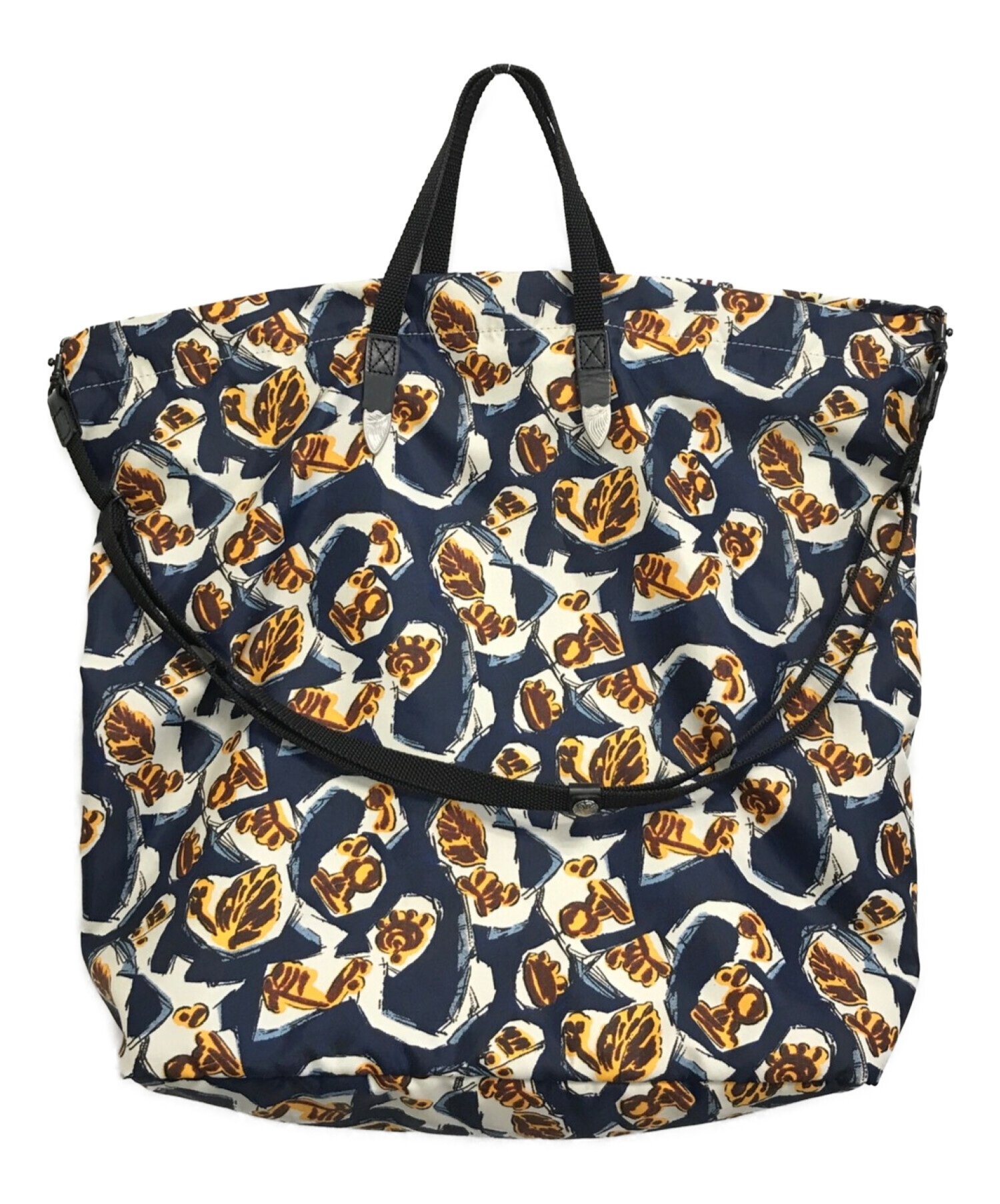 TOGA VIRILIS (トーガ ビリリース) PRINT TOTE BAG ホワイト×ネイビー