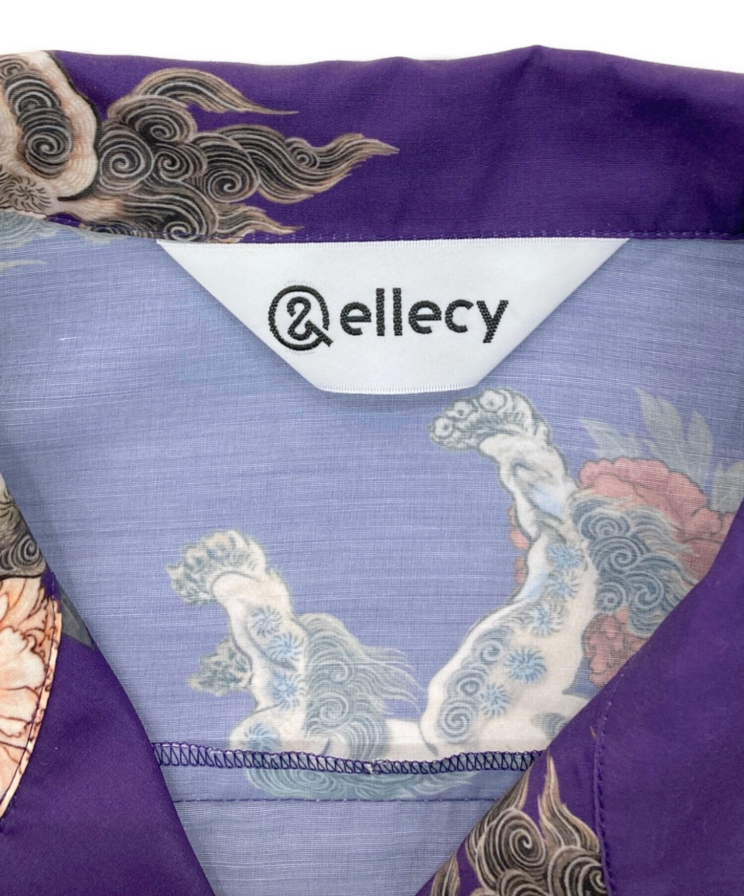 &ELLECY (アンドエルシー) 和柄オープンカラーシャツ パープル サイズ:M