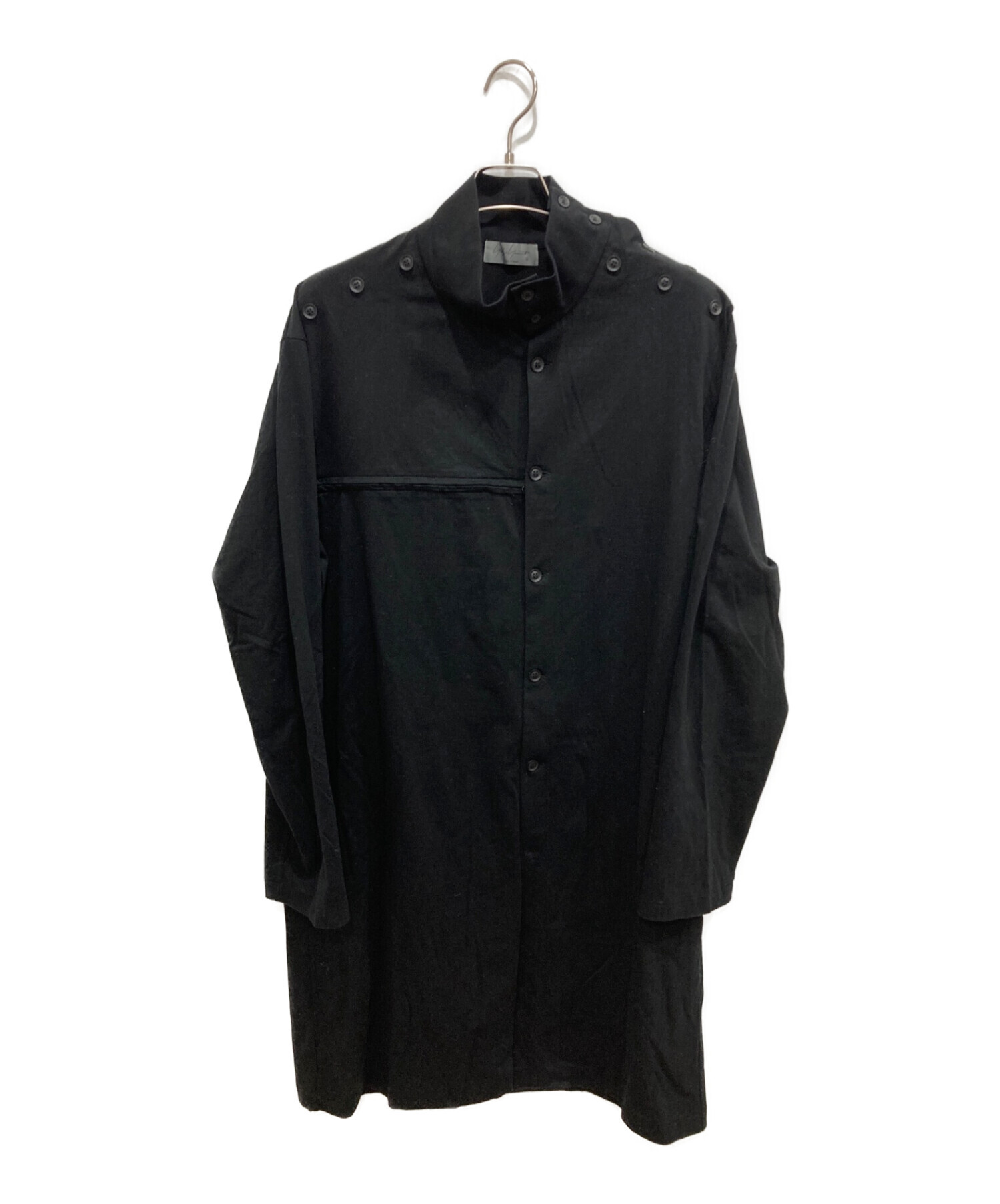 Yohji Yamamoto ロングシャツ サイズ3 黒 ブラック袖丈長袖