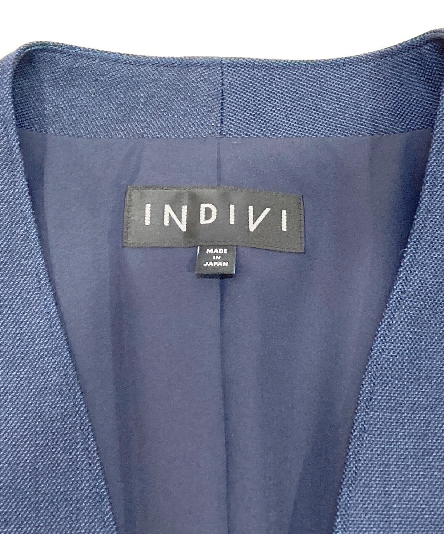 INDIVI (インディヴィ) ツイルノーカラーセットアップスーツ ネイビー サイズ:M