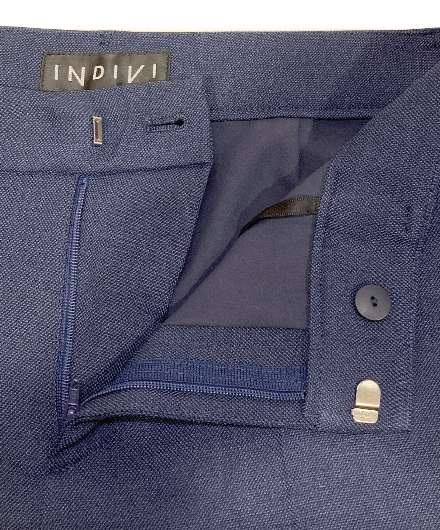 INDIVI (インディヴィ) ツイルノーカラーセットアップスーツ ネイビー サイズ:M