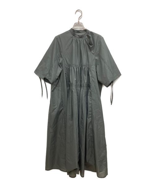 nagonstans (ナゴンスタンス) マイクロリップギャザーdress グレー サイズ:M レディース 長袖ワンピース 中古・古着