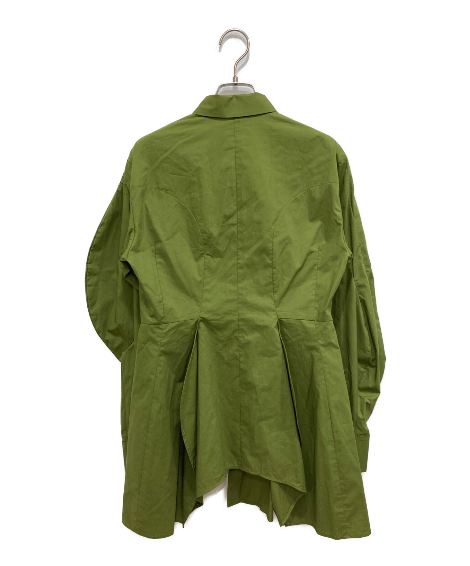 ENFOLD (エンフォルド) ブロードデフォルメカーブシャツ 黄緑 サイズ:38 未使用品