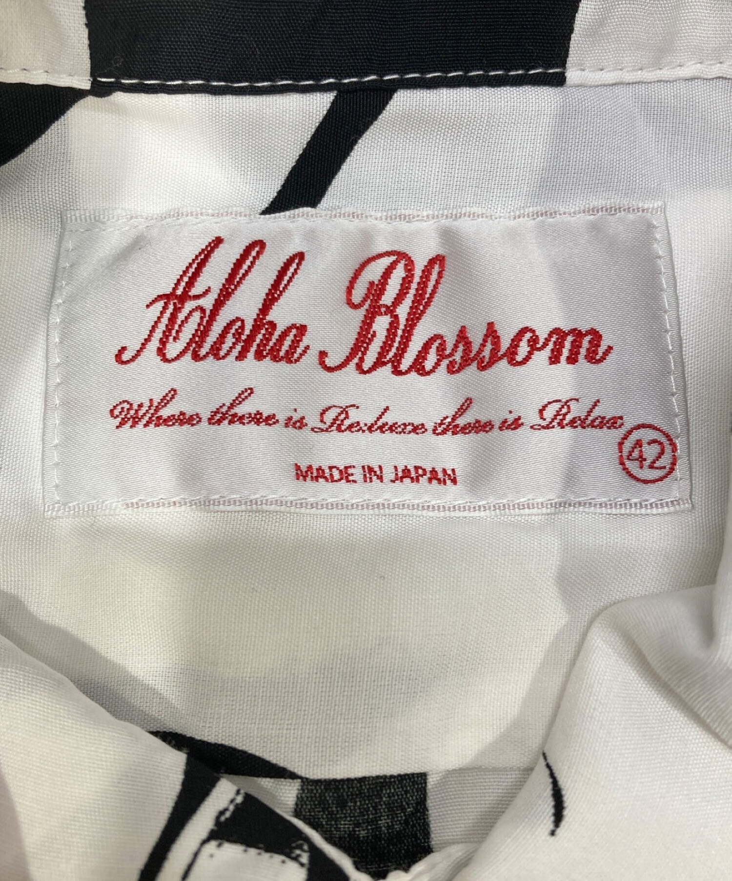 Aloha Blossom (アロハブロッサム) HEELS ALOHA SHIRT ホワイト×ブラック サイズ:42