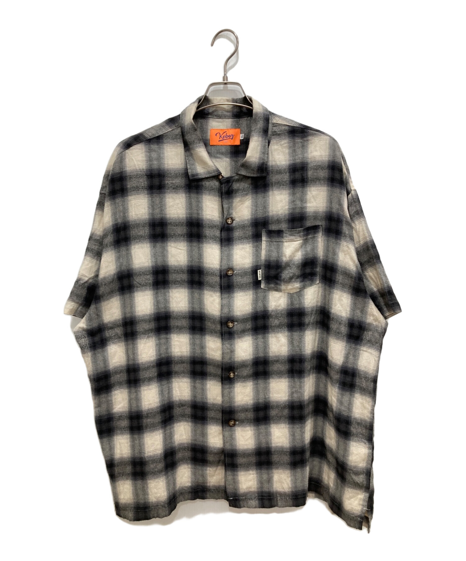 KEBOZ (ケボズ) 半袖オンブレチェックシャツ グレー サイズ:XL