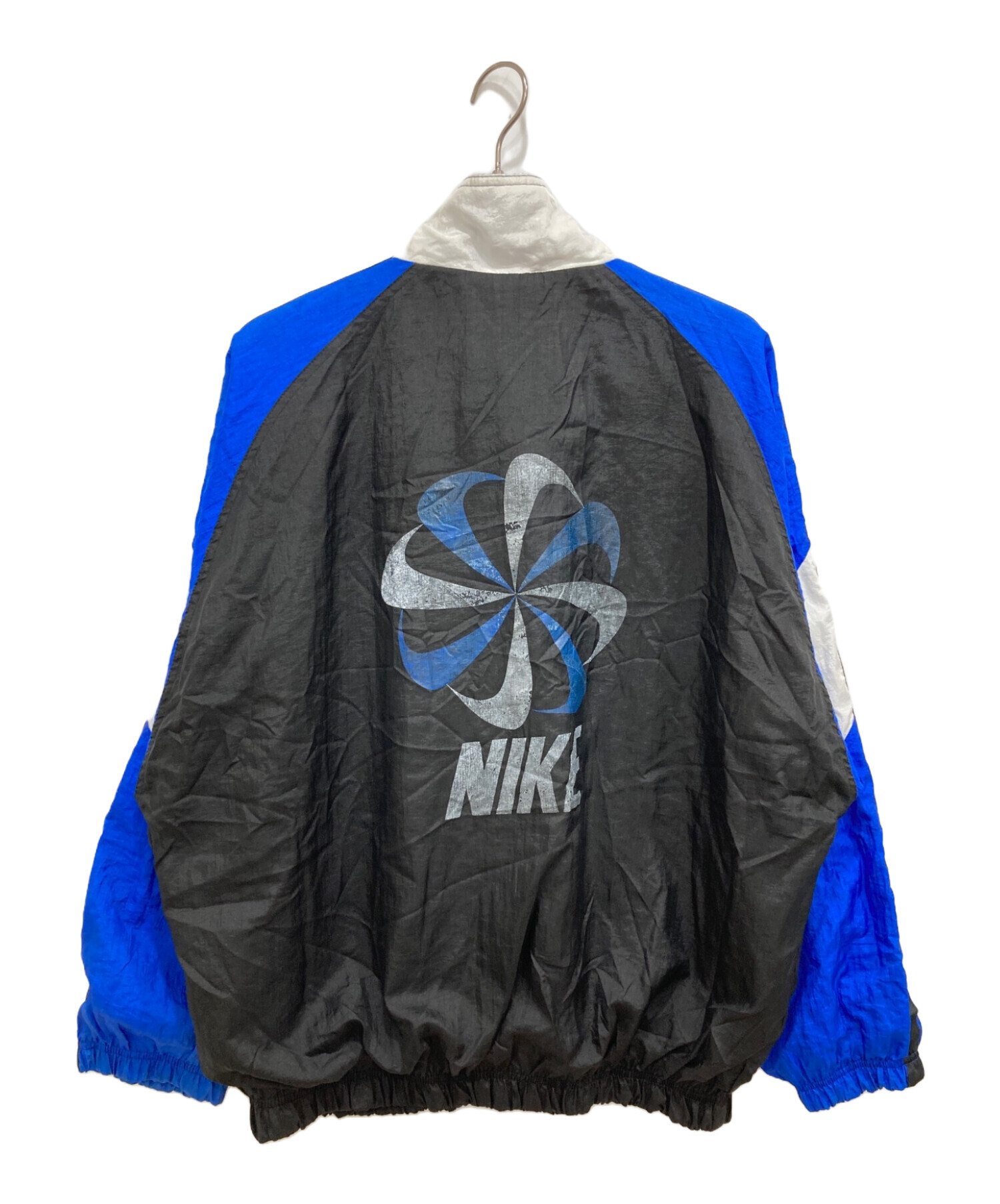 NIKE (ナイキ) 風車ロゴナイロンジャケット ブルー×ブラック サイズ:L
