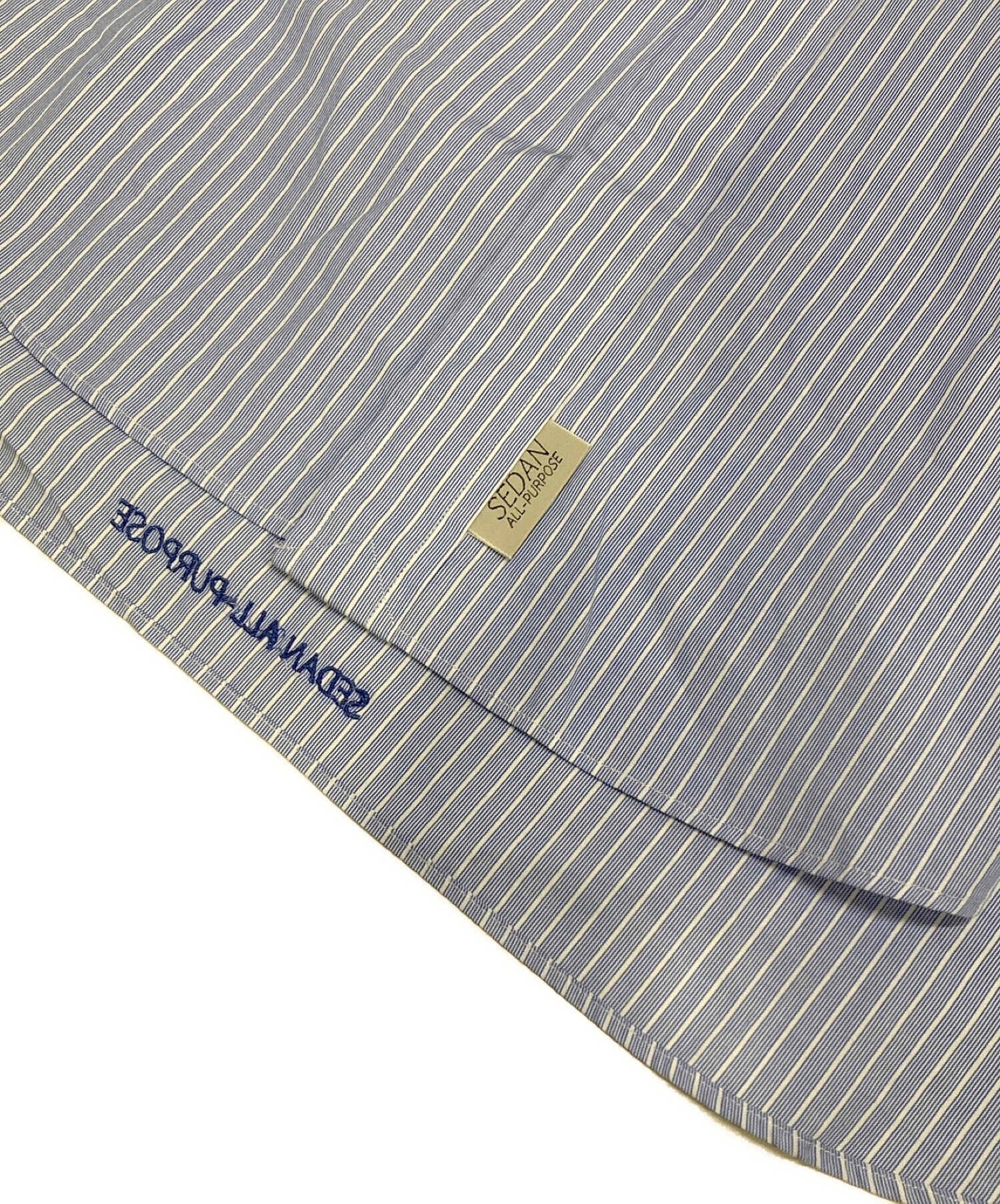 SEDAN ALL-PURPOSE (セダンオールパーパス) Poplin Stripe Big BD Shirt スカイブルー サイズ:XL 未使用品