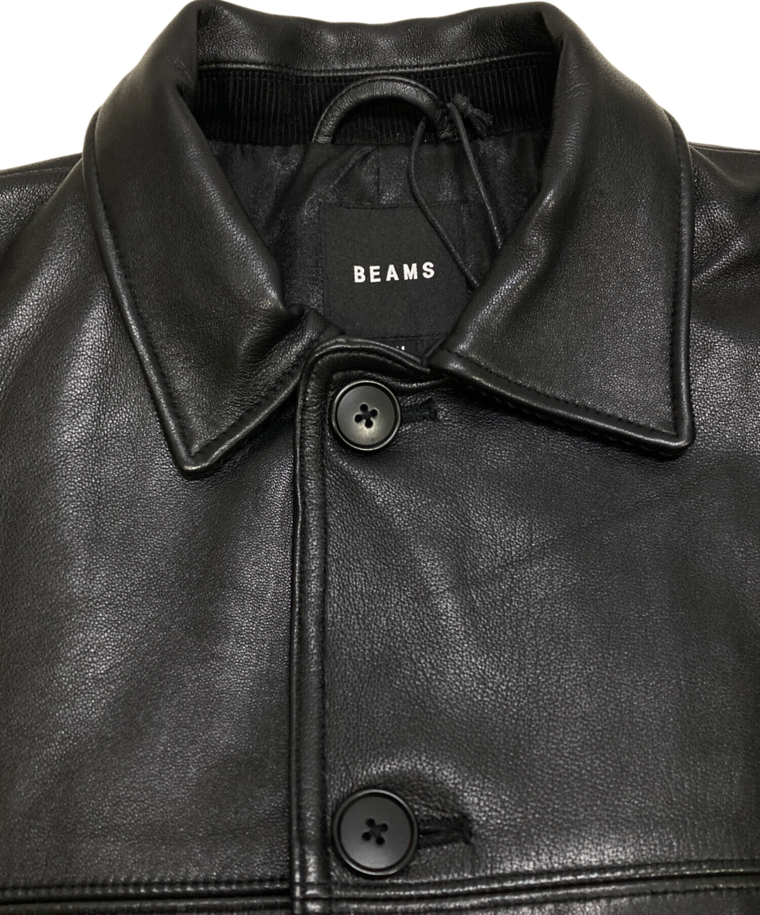 中古・古着通販】BEAMS (ビームス) レザーカーコート ブラック サイズ:M｜ブランド・古着通販 トレファク公式【TREFAC  FASHION】スマホサイト