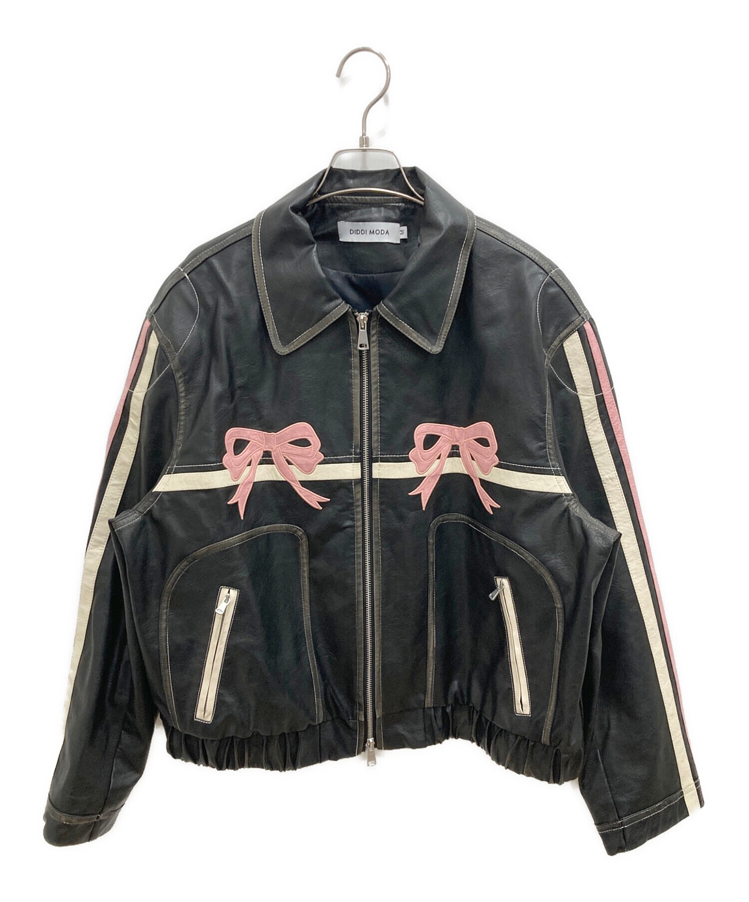 中古・古着通販】DIDDI MODA (ディディモーダ) RETRO LEATHER JACKET WITH RIBBON ブラック  サイズ:M｜ブランド・古着通販 トレファク公式【TREFAC FASHION】スマホサイト