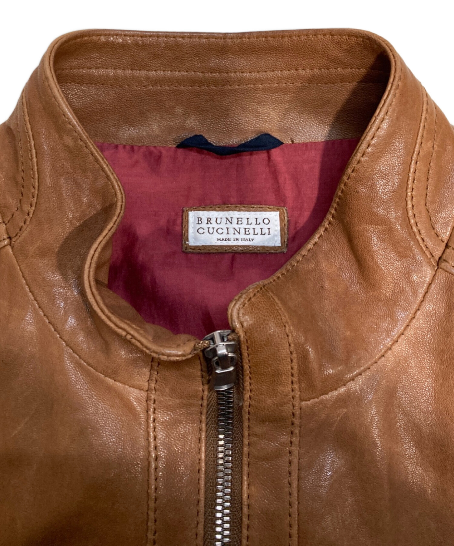 中古・古着通販】BRUNELLO CUCINELLI (ブルネロクチネリ) シングルライダースジャケット ブラウン サイズ:S｜ブランド・古着通販  トレファク公式【TREFAC FASHION】スマホサイト