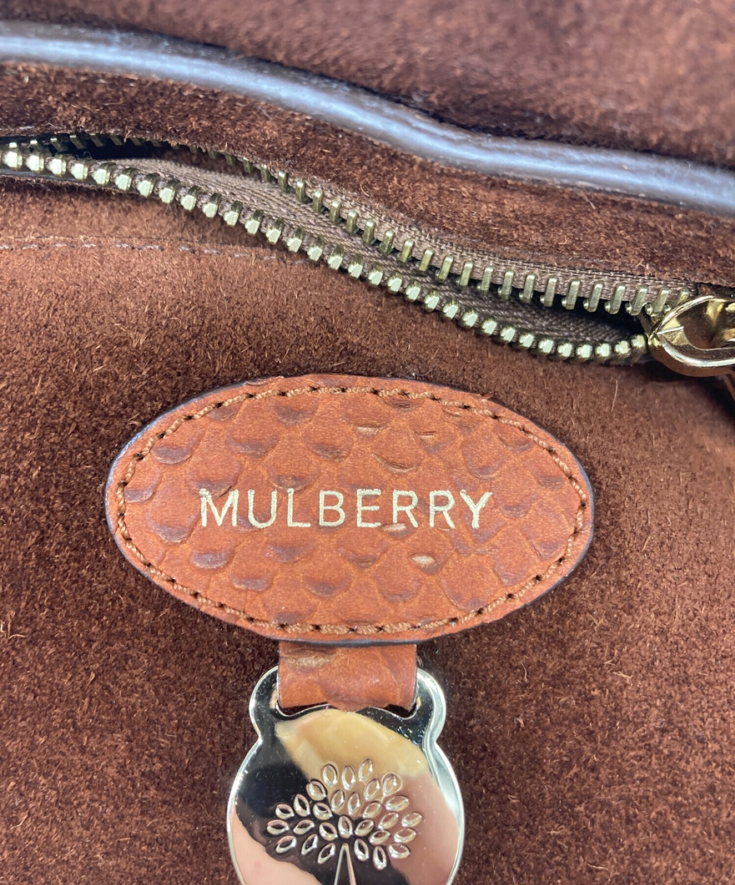 MULBERRY (マルベリー) パイソンハンドバッグ ブラウン