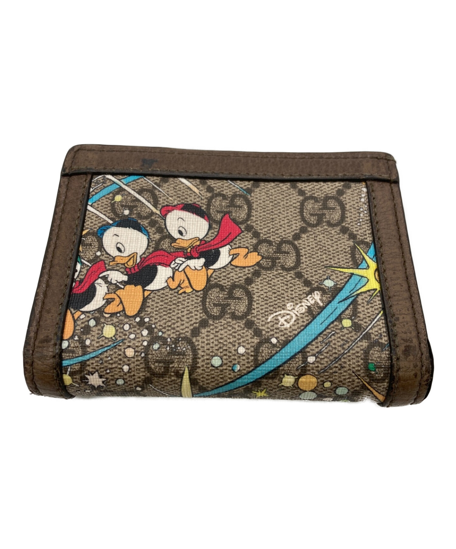 GUCCI (グッチ) DISNEY (ディズニー) コンパクトカードケースウォレット ブラウン