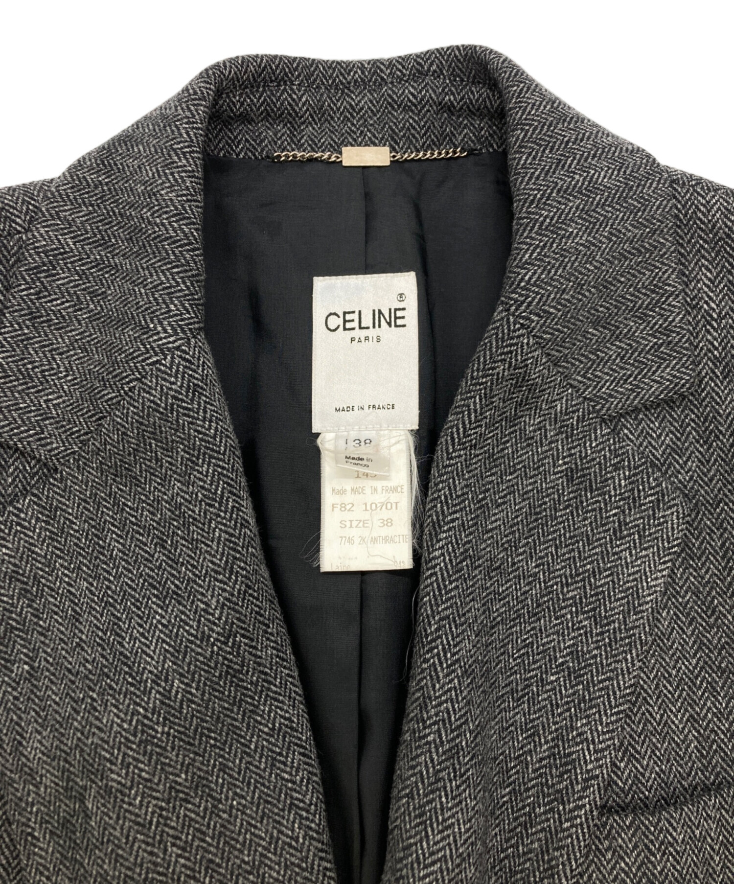 中古・古着通販】CELINE (セリーヌ) ヘリンボーンウールコート グレー サイズ:SIZE 38｜ブランド・古着通販 トレファク公式【TREFAC  FASHION】スマホサイト