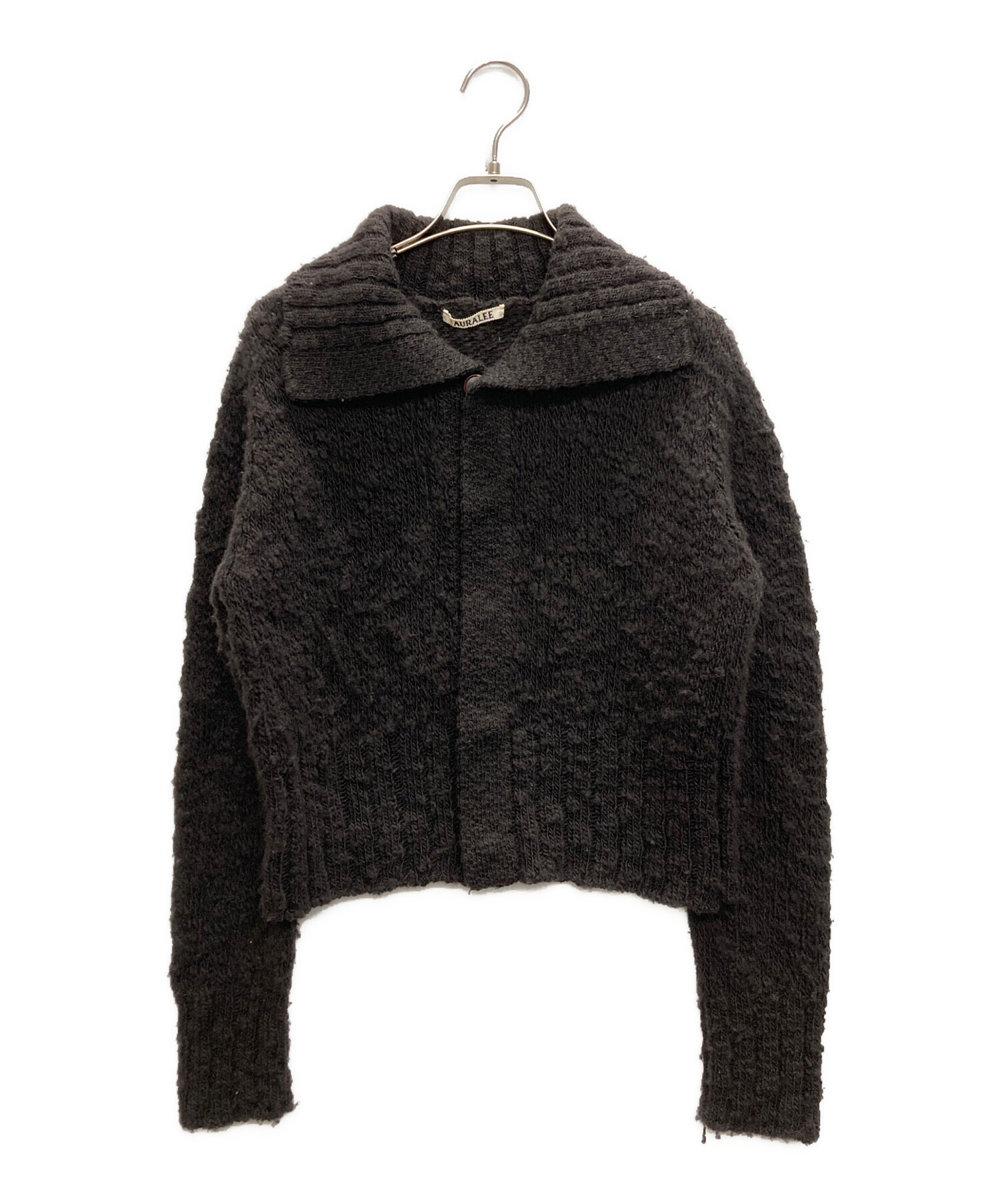 AURALEE (オーラリー) WOOL SLUB KNIT SHORT CARDIGAN ブラック サイズ:SIZE0