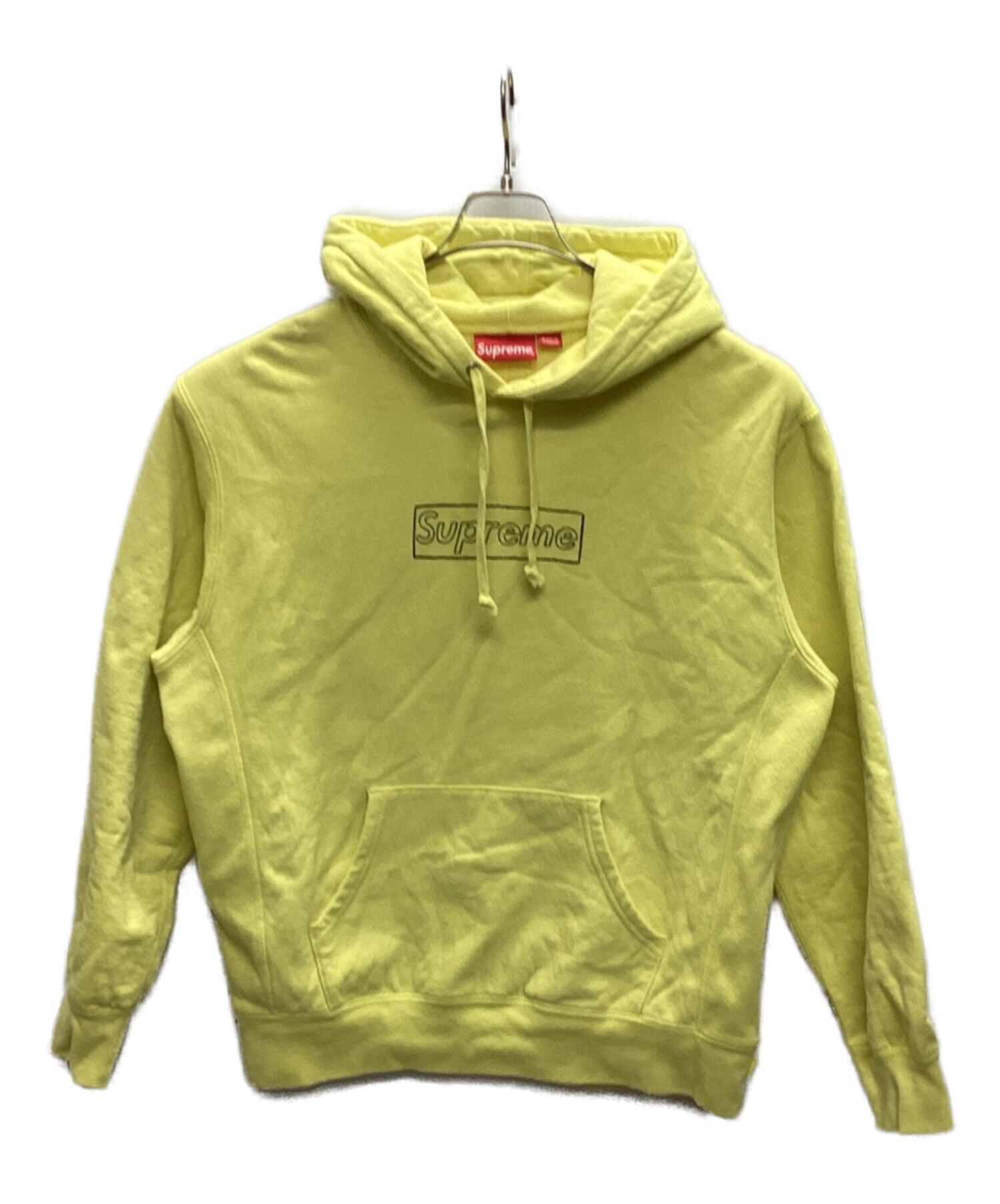 SUPREME (シュプリーム) KAWS Chalk box logo hooded sweatshirt イエロー サイズ:S