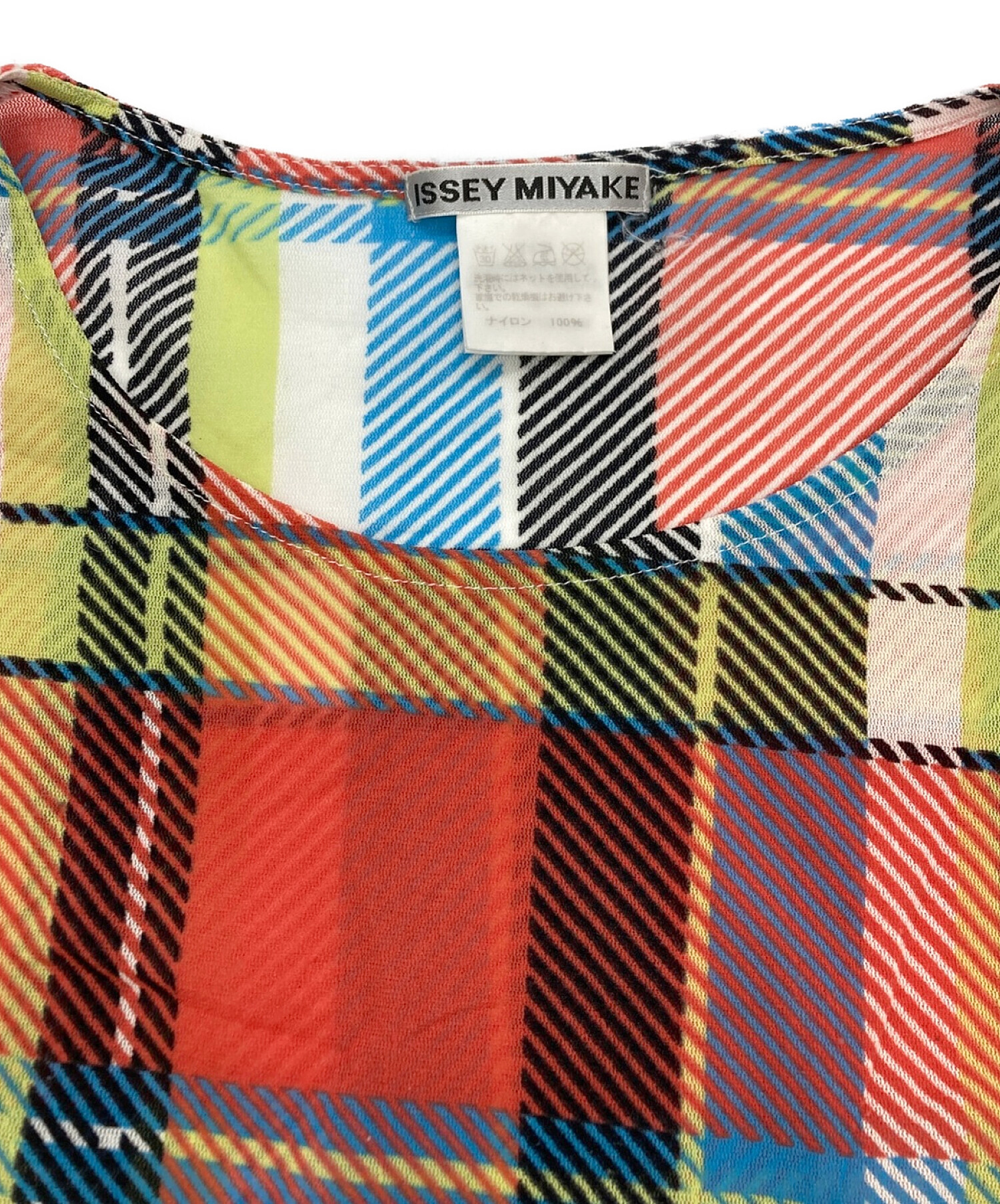 ISSEY MIYAKE (イッセイミヤケ) チェック柄パワーネットカットソー マルチカラー サイズ:3