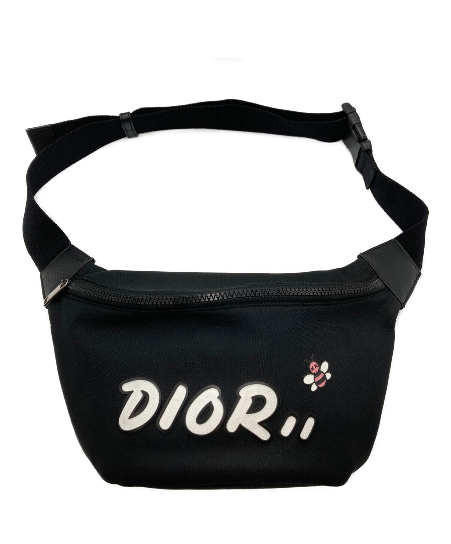 Dior (ディオール) KAWS (カウズ) ラバーロゴウエストバッグ ブラック