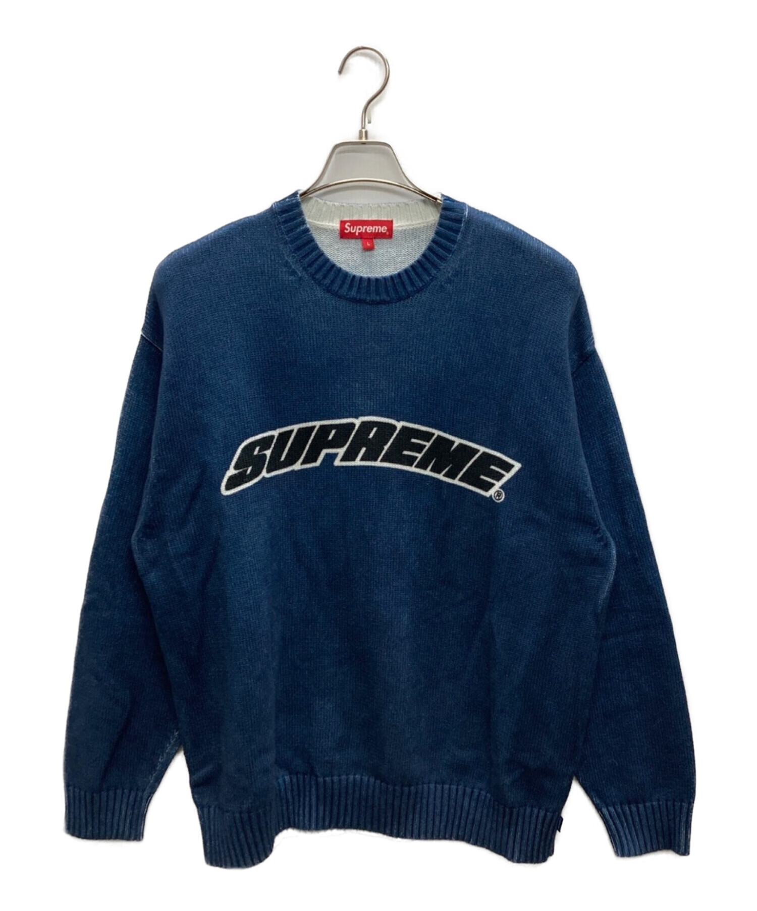 SUPREME (シュプリーム) Printed Washed Sweater(プリンティド ウォッシュト セーター) ブルー サイズ:L