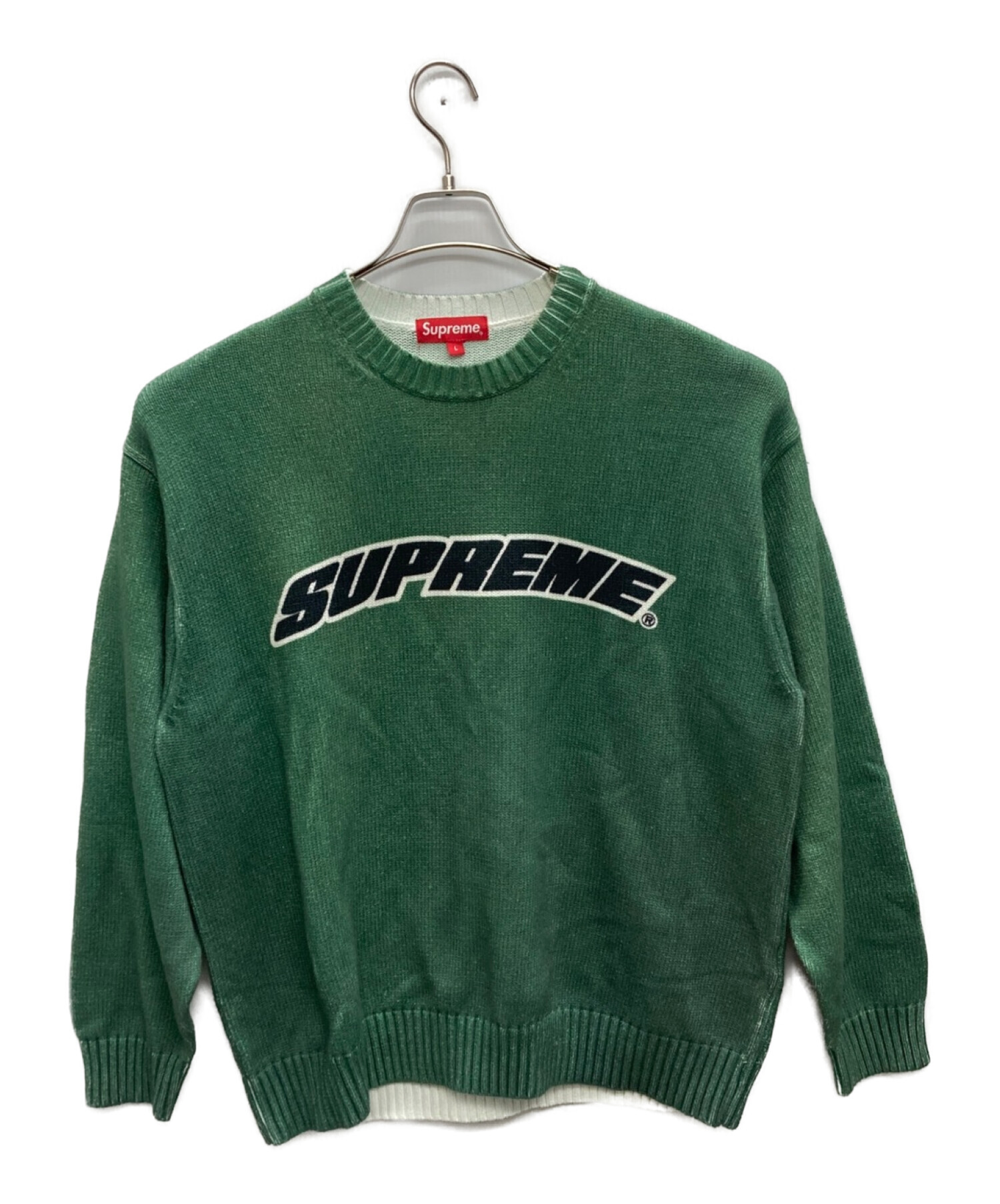 SUPREME (シュプリーム) Printed Washed Sweater(プリンティド ウォッシュト セーター) グリーン サイズ:L