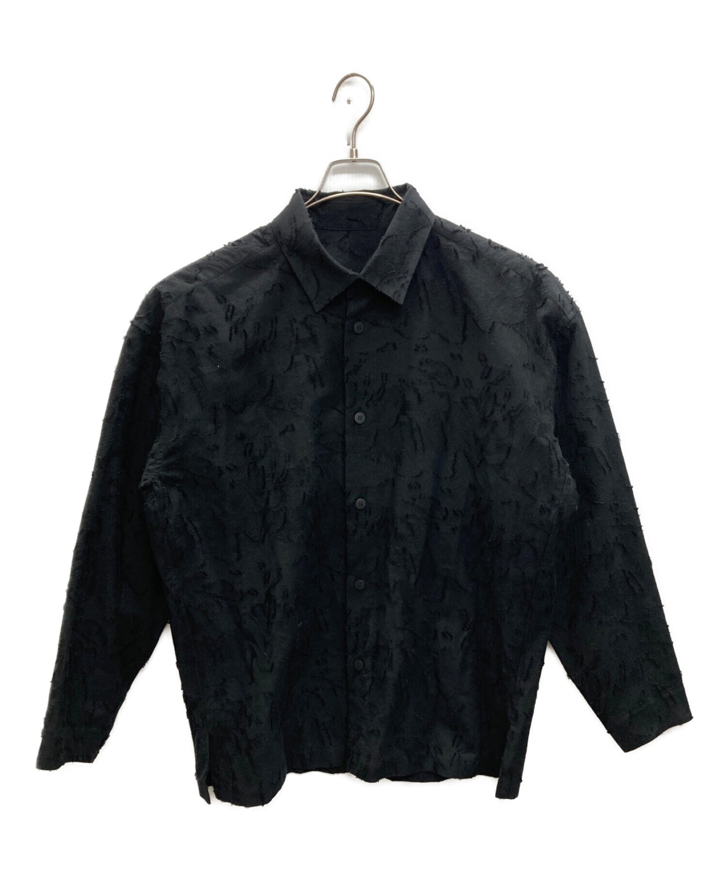 ISSEY MIYAKE MEN (イッセイミヤケメン) FEATHERSレギュラーカラーシャツ ブラック サイズ:SIZE4