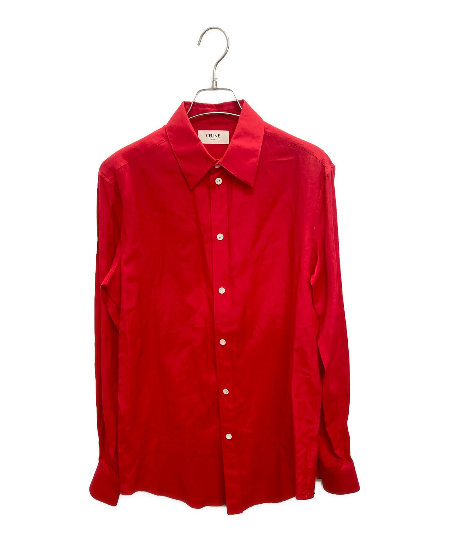CELINE (セリーヌ) コットンレーヨンツイルシャツ レッド サイズ:SIZE XS