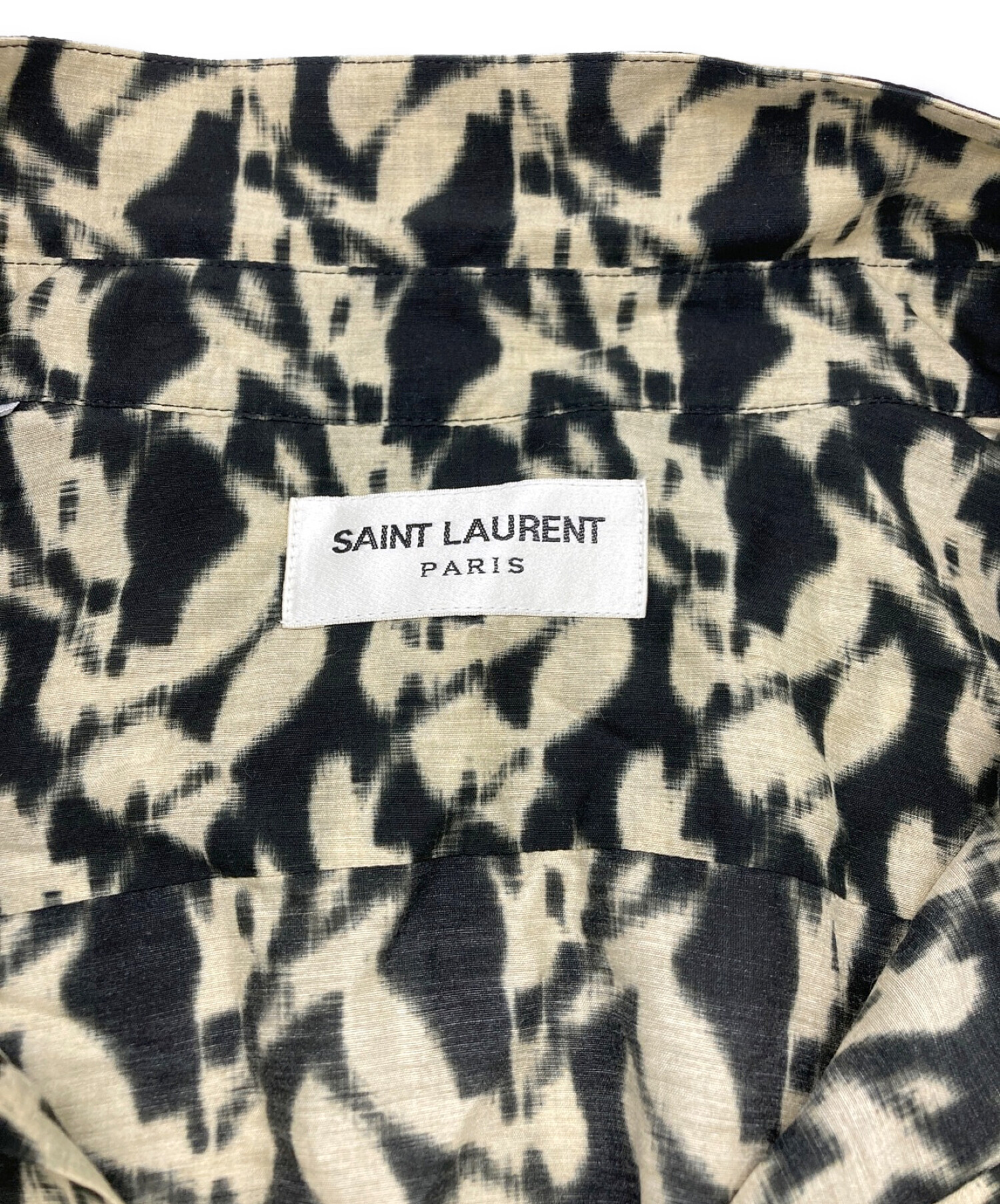 Saint Laurent Paris (サンローランパリ) レーヨンシルクS/S総柄シャツ ブラック サイズ:38