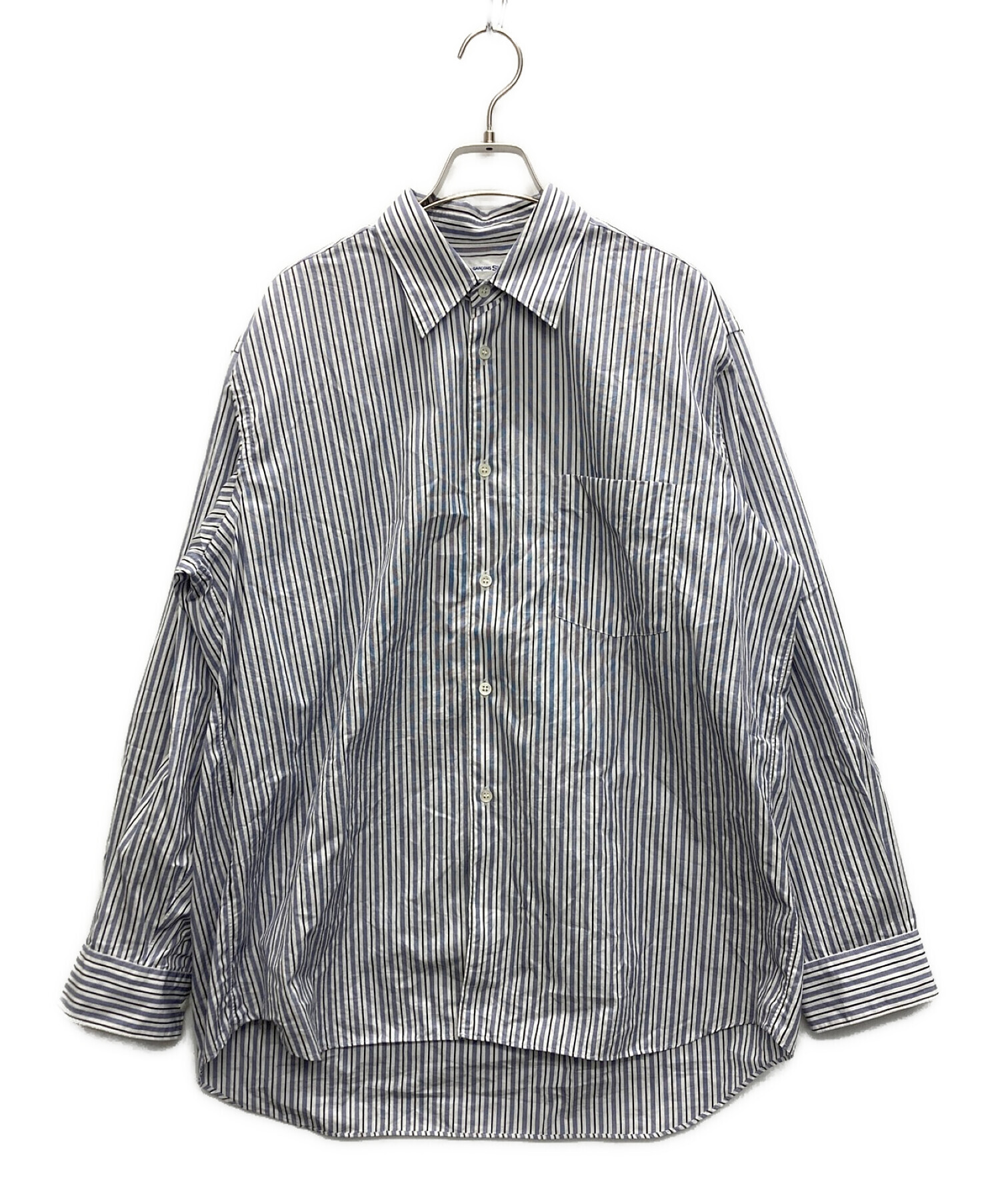 COMME des GARCONS SHIRT (コムデギャルソンシャツ) コットンポプリンストライプレギュラーカラーシャツ ブルー×ホワイト  サイズ:M