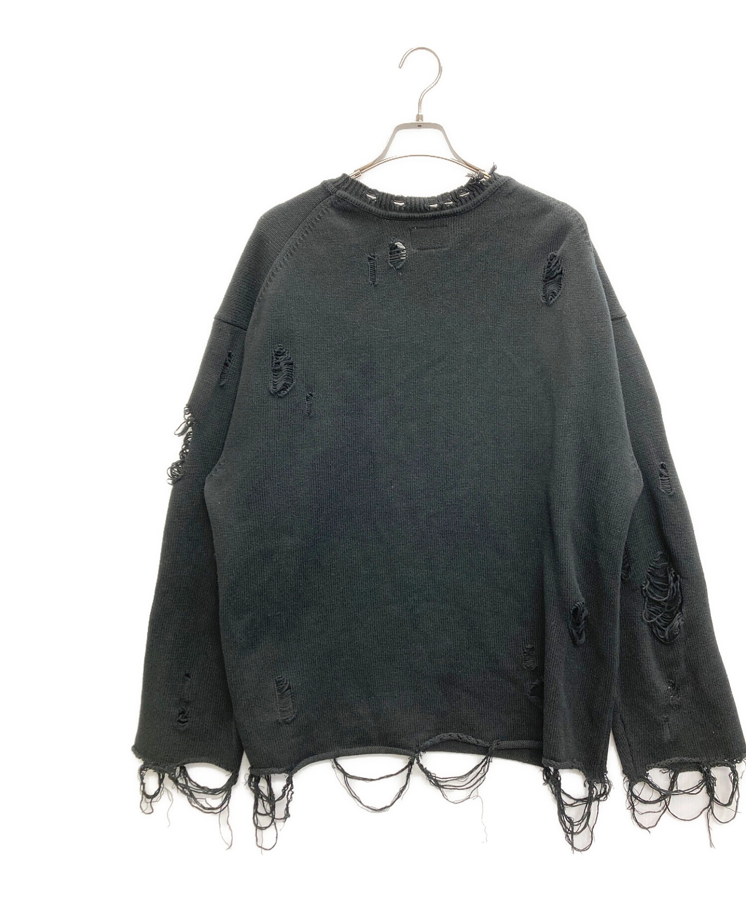 KAMIYA (カミヤ) Destroyed Long Sleeve Knit T-shirt ブラック サイズ:S